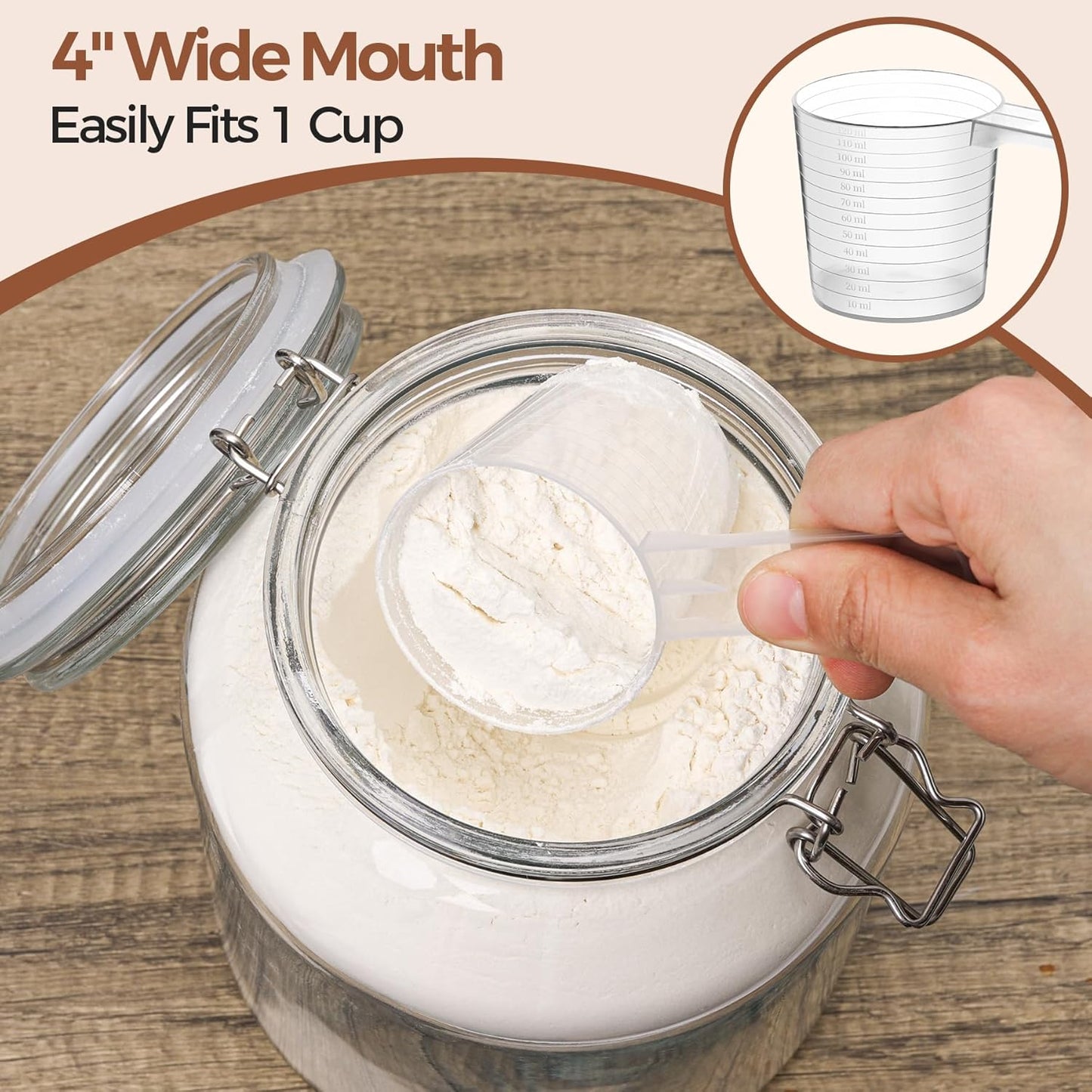 ComSaf Glass Jars with Airtight Lid 86 oz, Wide Mouth Gallon Mason Jars, Large Glass Storage Containers with Lids, Flour Sugar Storage Containers, Big Glass Canister for Rice, Oats, Pickle, Set of 2