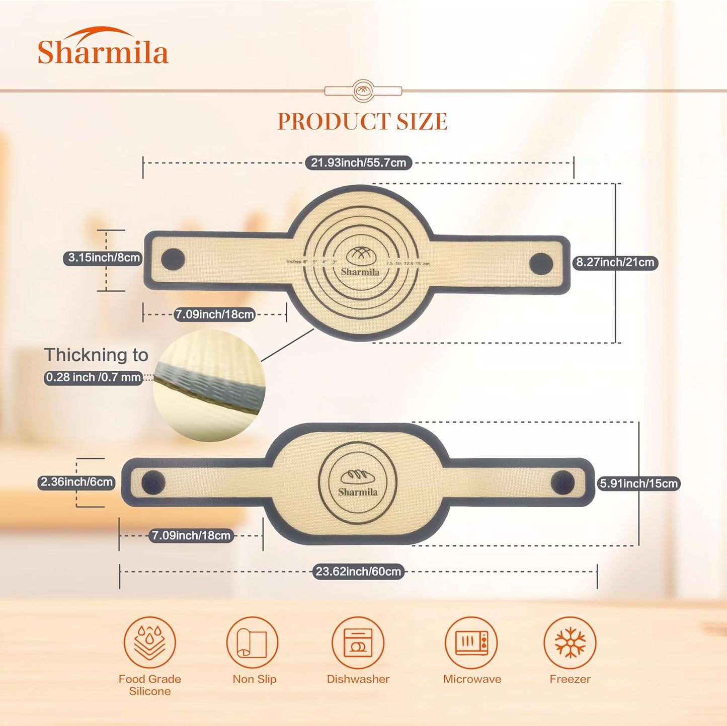Silicone Bread Sling for Dutch Oven - Non-Stick & Heat Resistant, 2Pcs Oval and Round Reusable With Long Handles for Transfer Sourdough