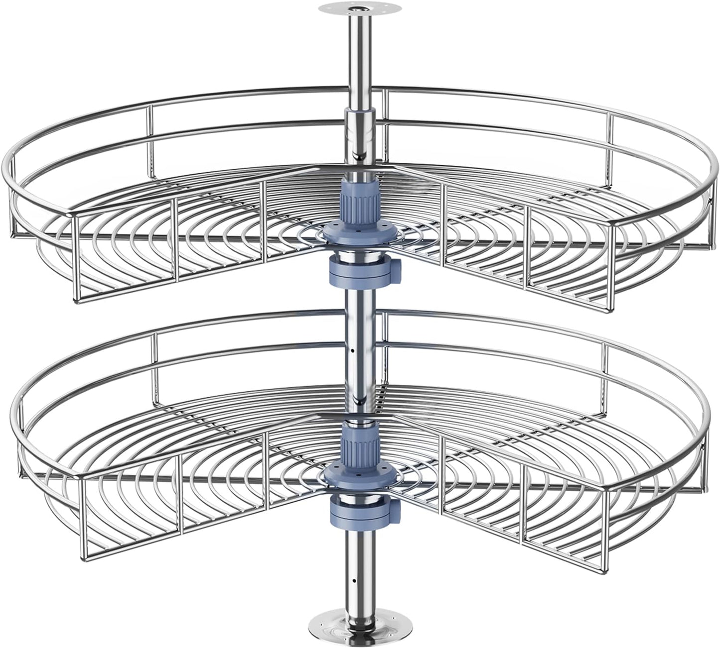 28" Corner Cabinet Lazy Susan Turntable, 270° Adjustable Height Chrome Replacement Shelves for Kitchen Corner Cabinet
