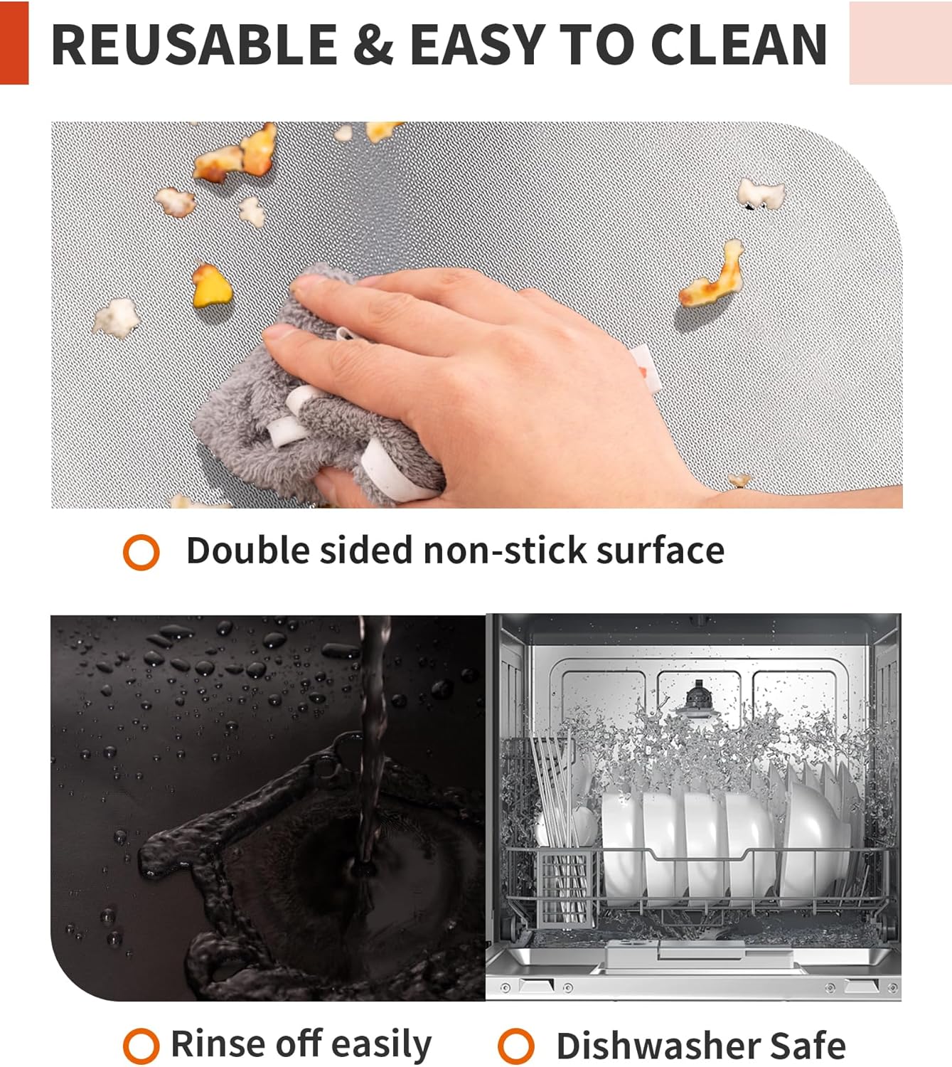 3 Pack Oven Liners for Bottom of Oven, 17x25" Large Heavy Duty Non-Stick Reusable Oven Mat for Electric, Gas, Toaster & Convection Ovens - BPA & PFOA Free, Dishwasher Safe, Kitchen Essentials, Silver