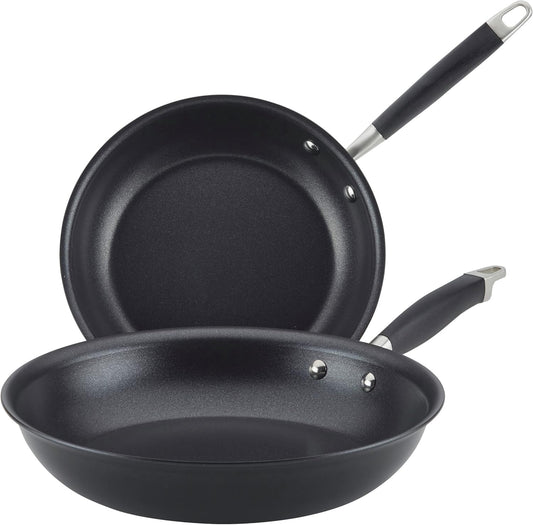 Anolon Advanced Home Hard-Anodized Nonstick Skillets (2 Piece Set- 10.25-Inch & 12.75-Inch, Onyx)