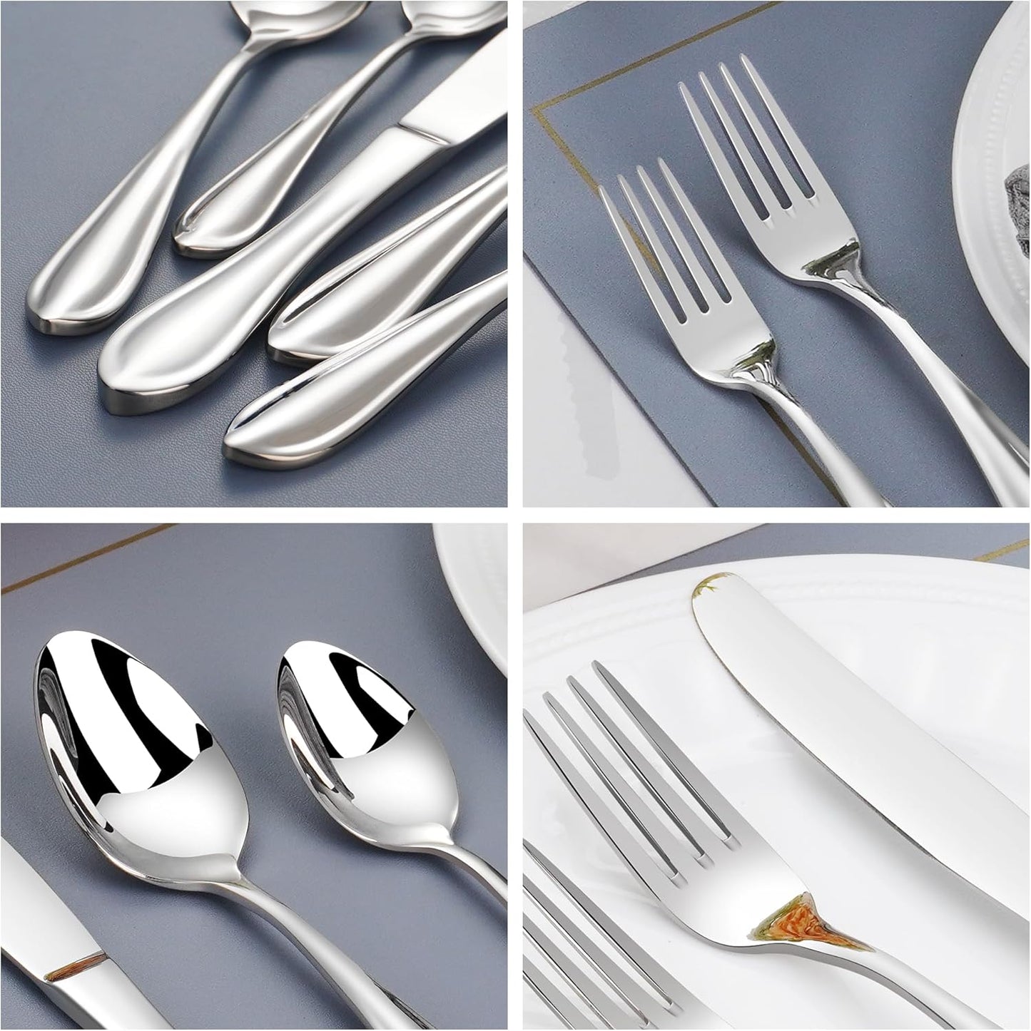18/10 Stainless Steel Flatware, Heavy Duty Silverware Set for 8, Forged Thick Kitchen Silverware, Dishwasher Safe, Ideal for Gift