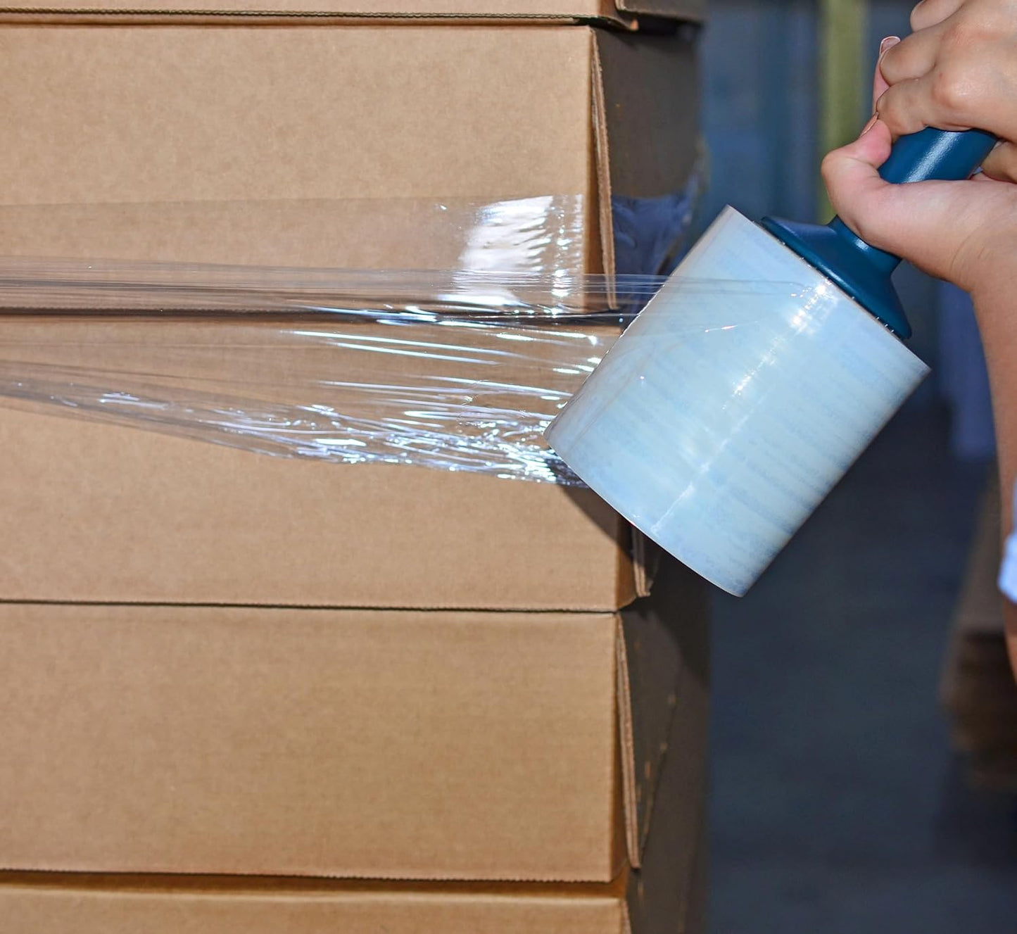 WOD SFCB80 Heavy Duty Hand Stretch Film Wrap 80 Gauge Thick with Dispenser - Clear Shrink Wrap Ideal for Moving, Packing, & Palletizing Applications: 3" in. x 1000 Ft (3-Rolls)