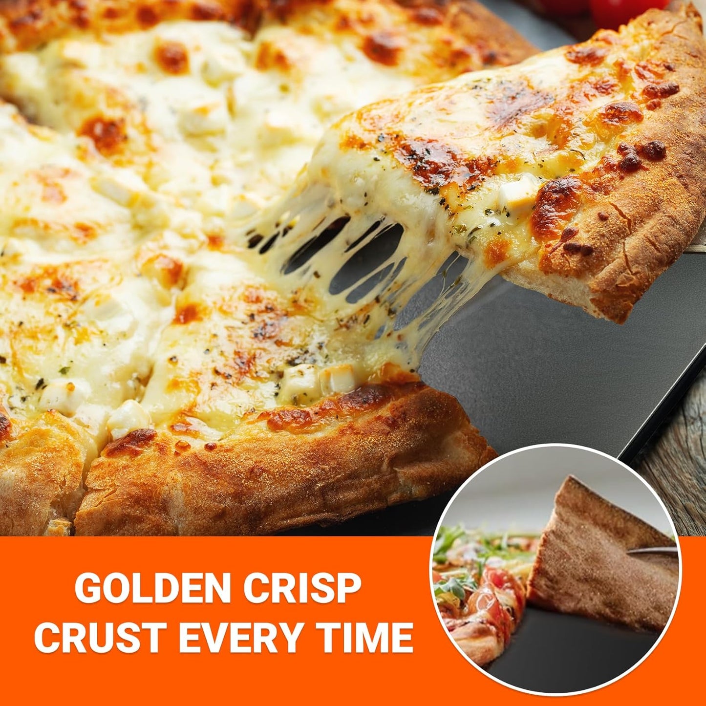 Onlyfire Pizza Steel Baking Stone for Oven BBQ and Grill - 16 x 14 inch Large Non-Stick Pizza Pan with High Performance Conductive Grilling Surface for Pizza Bread