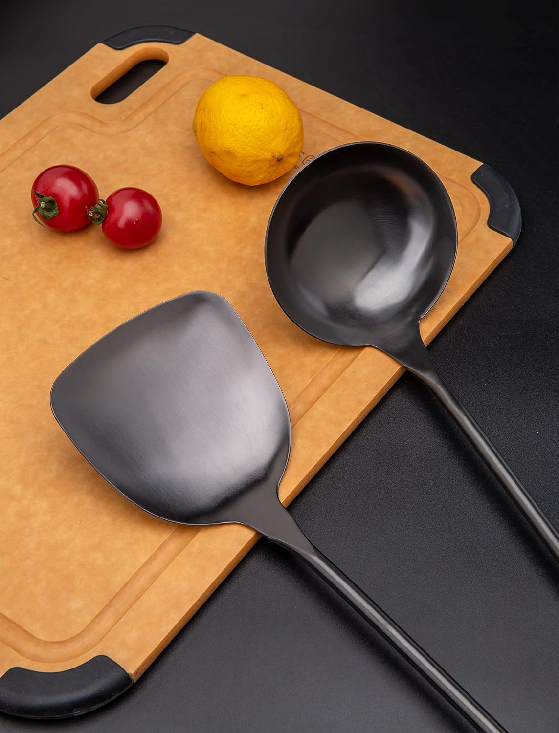 FJNATINH Spatula & Ladle Wok Tool Set, 14.2-15 inches Wok Utensils, Stainless Steel Wok Spatula