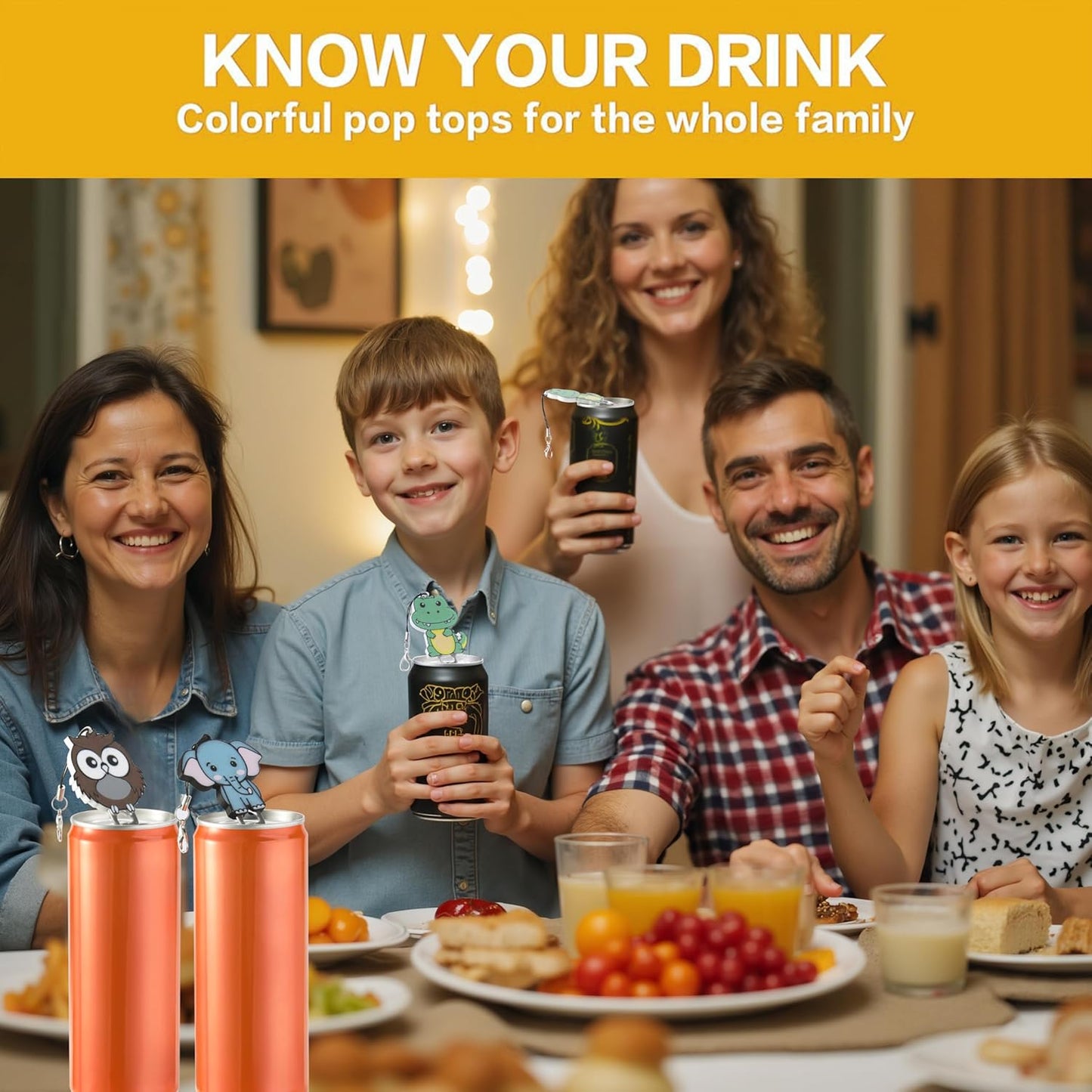 Cartoon Can Protector - Cute Easy Tab Can Opener Drink Can Protector Cap for Coke,Beer Soda,Party,BBQ,Beach Accessory