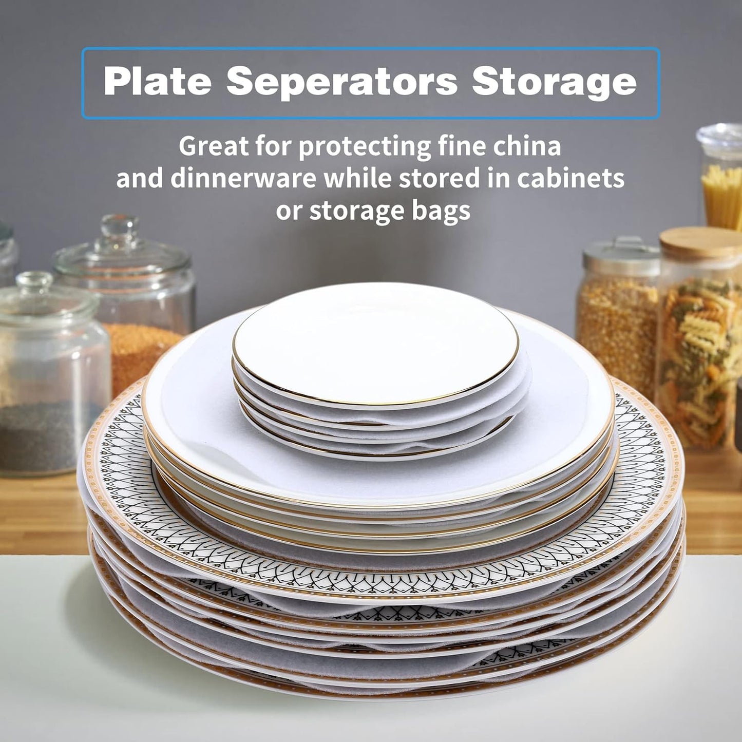 Imncya Plate Separators Storage, Set Of 60 And 3 Different Size, Thick and Premium Soft Felt Plate Dividers For China, Dish, Coffee Saucers Protecting and Stacking