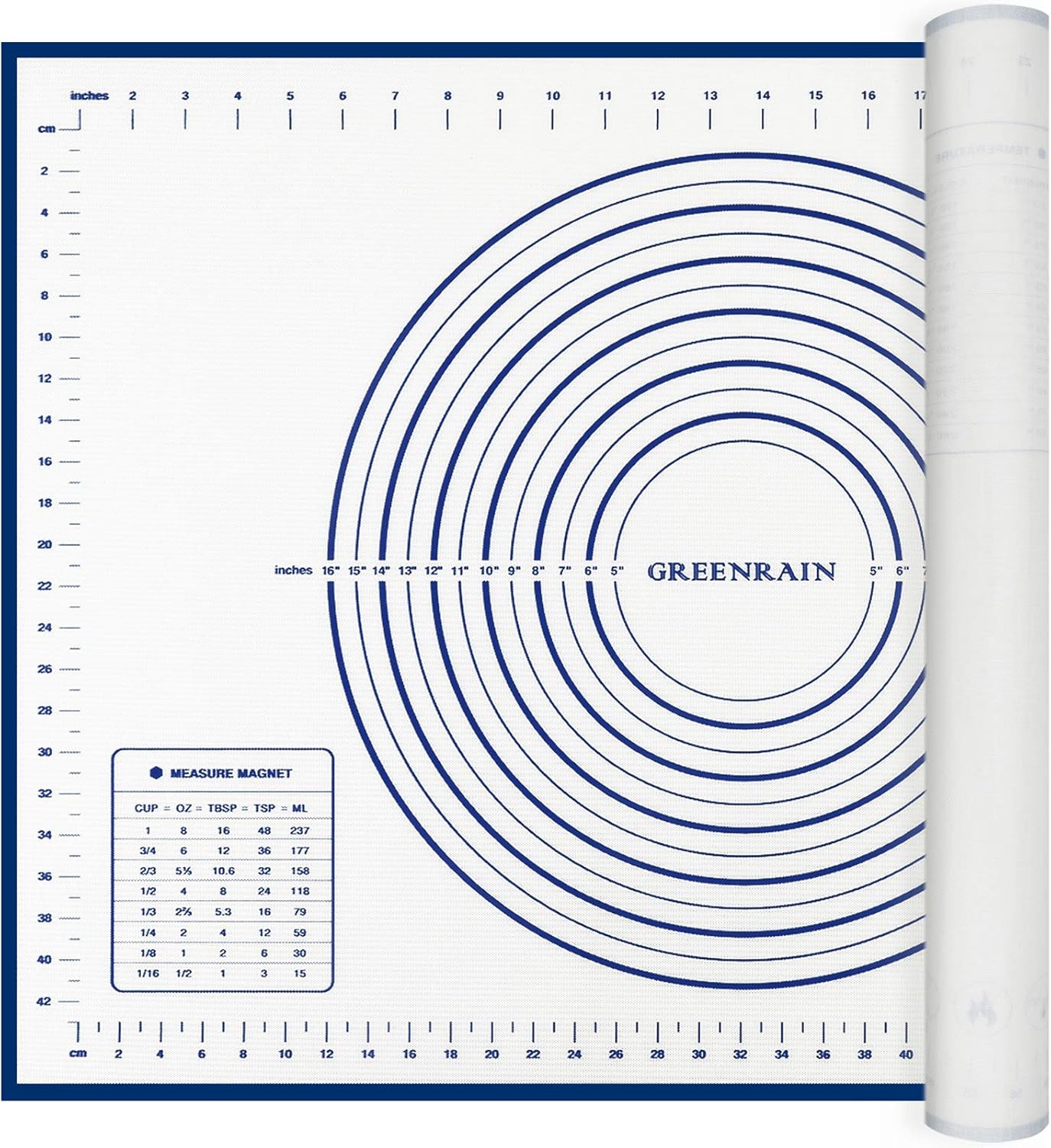 Silicone Pastry Mat Extra Thick Large Non Stick Baking Supplies Kitchen Counter Cooking Rolling Dough Sheet Pie Crust Sourdough Bread Oven Liner with Measurement (XL-20''(W)*28''(L), 2#Blue)