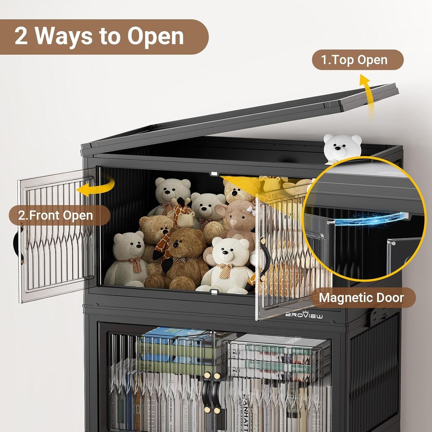 300Qt Stackable Storage Bins with Lid, Extra Large Closet Organizer Collapsible Drawer Boxes with Wheels, Folding Plastic Cabinet Containers for Home Kitchen Room Organization, 3Pack Black