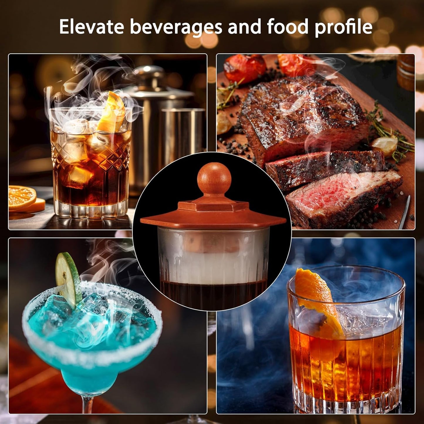 Whiskey Smoker Kit with Torch - Cocktail Smoker Infuser Kit, Old Fashioned Drink Smoker Kit, Anniversary and Birthday Bourbon Whiskey Gifts for Men, Dad, Husband, Boyfriend (No Butane)