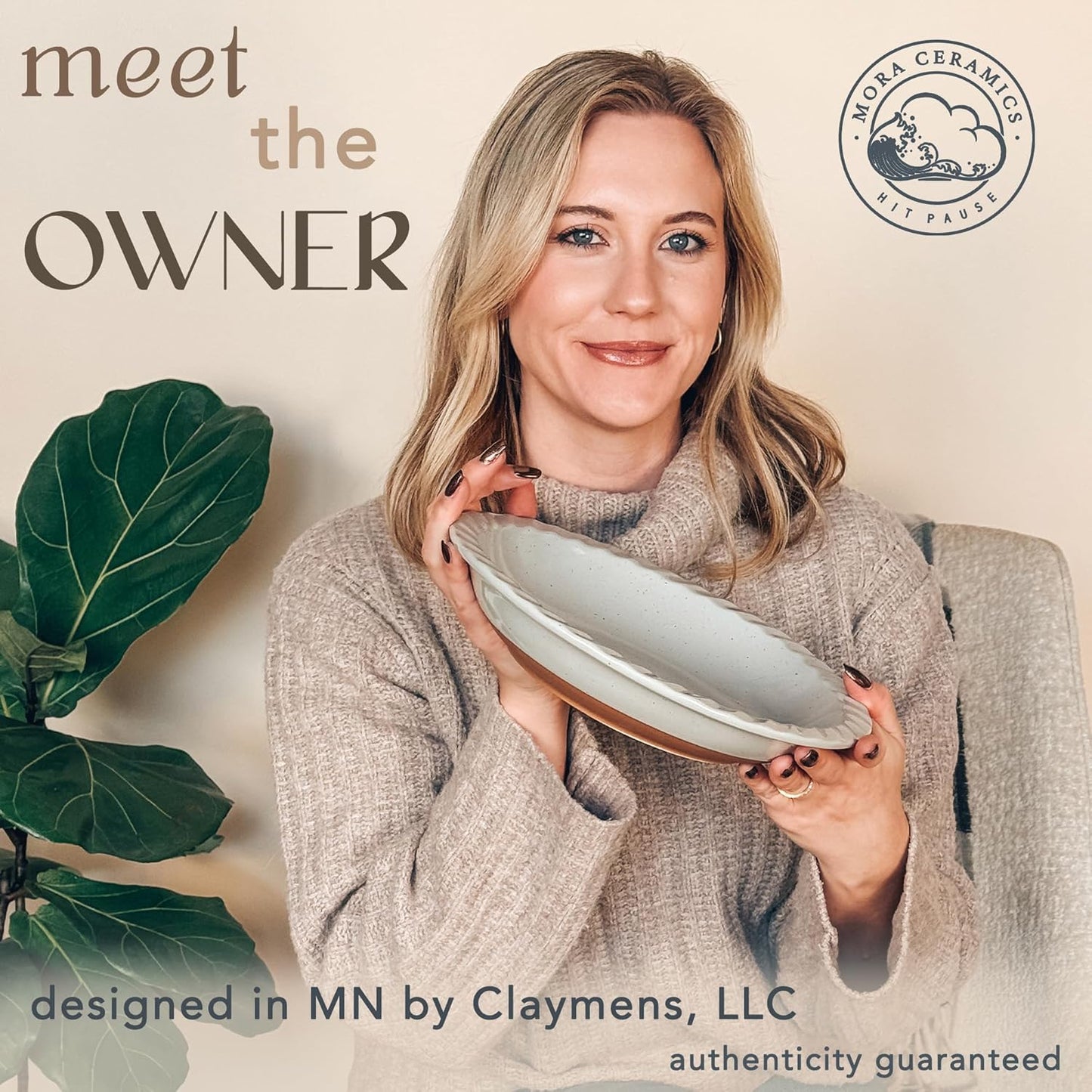 Mora Ceramics Classic 9 Inch Round Pie Pan Set of 2 - Earl Grey