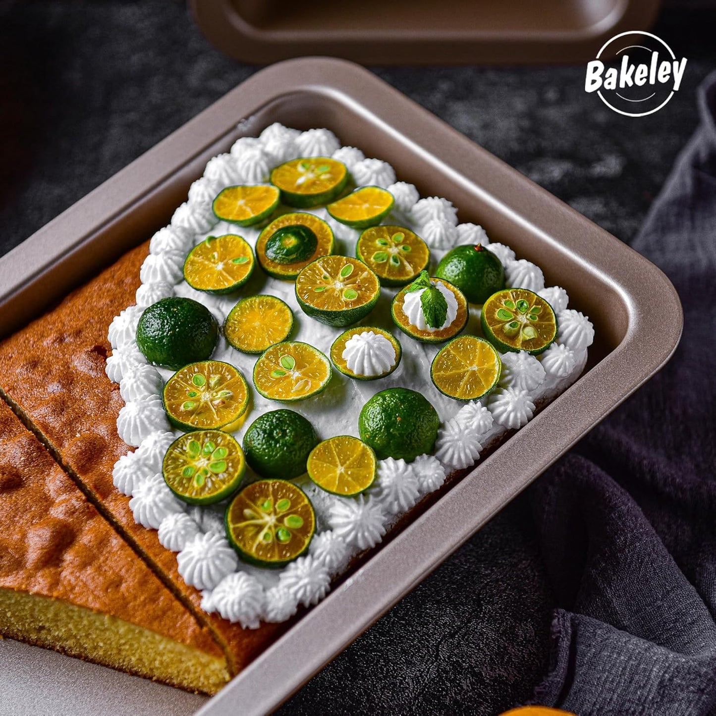 10-Inch Nonstick Shallow Cake Pan, Rectangle Bread Loaf Pan, Baking Sheet Set of 2