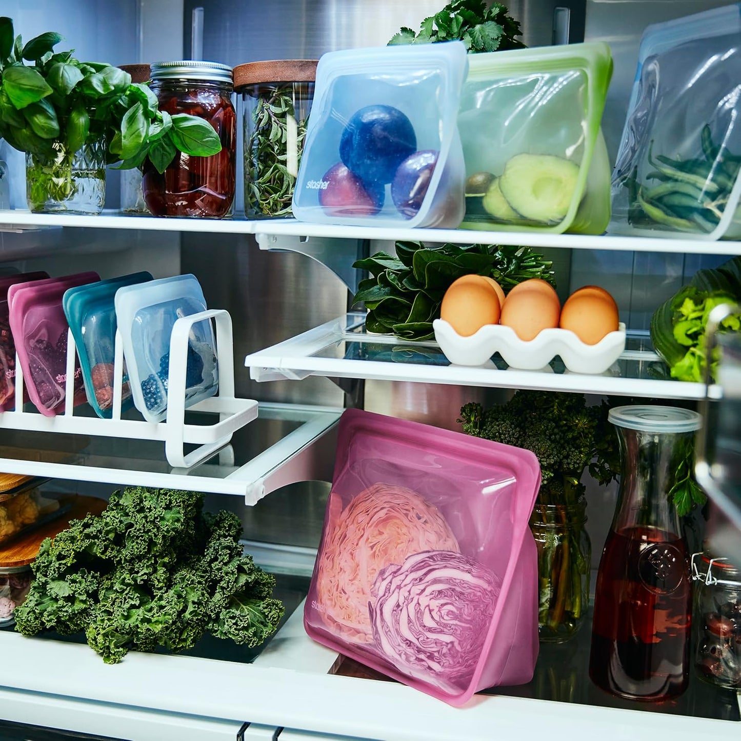 Stasher Premium Silicone Reusable Food Storage Stand-Up Bag Mega, Green, Microwave, Sous Vide, Dishwasher, Oven and Freezer Safe, BPA Free, Leak-free, Eco-friendly, 104 Oz