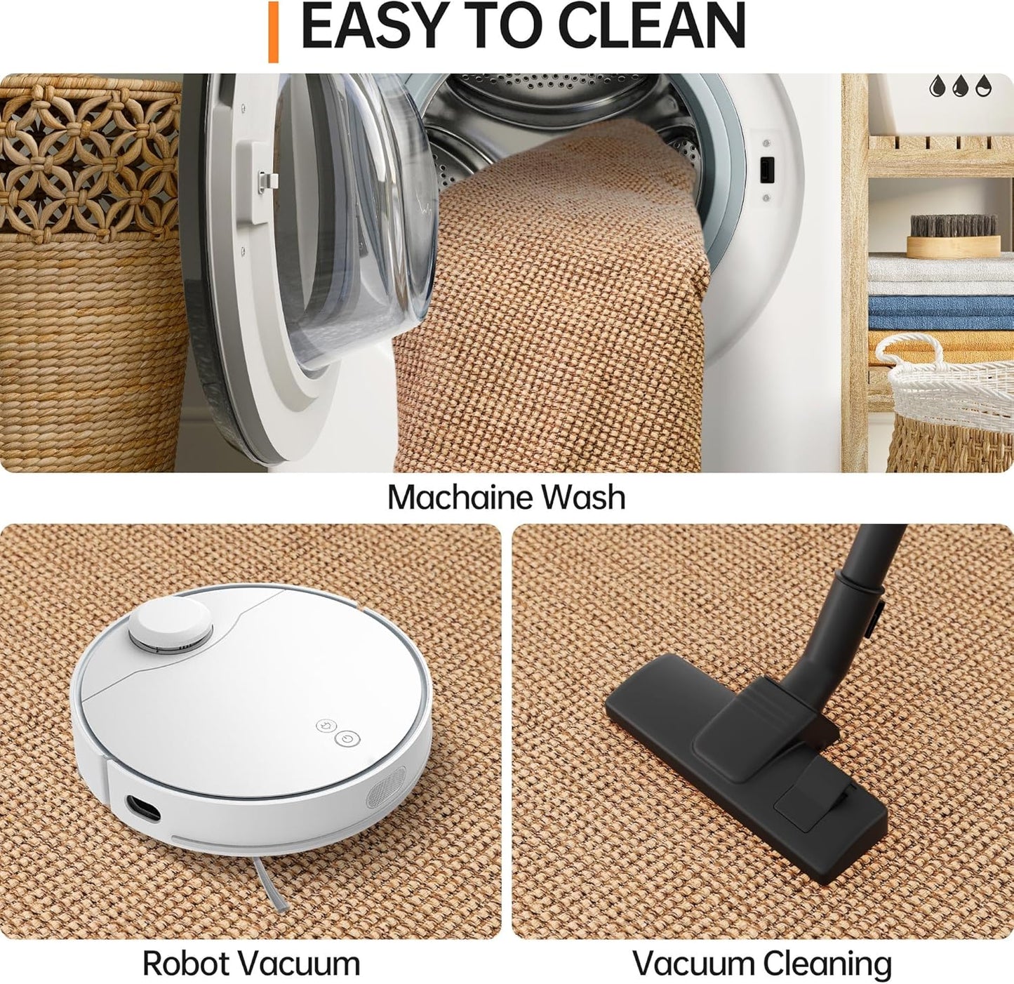 Kitchen Rugs and Mats Non Skid Washable [1PCS] (24" x 36"), Absorbent Kitchen Floor Mats, Boho Cotton Kitchen Runner Rugs Comfort Standing Mat for Sink Hallway Laundry Home Office