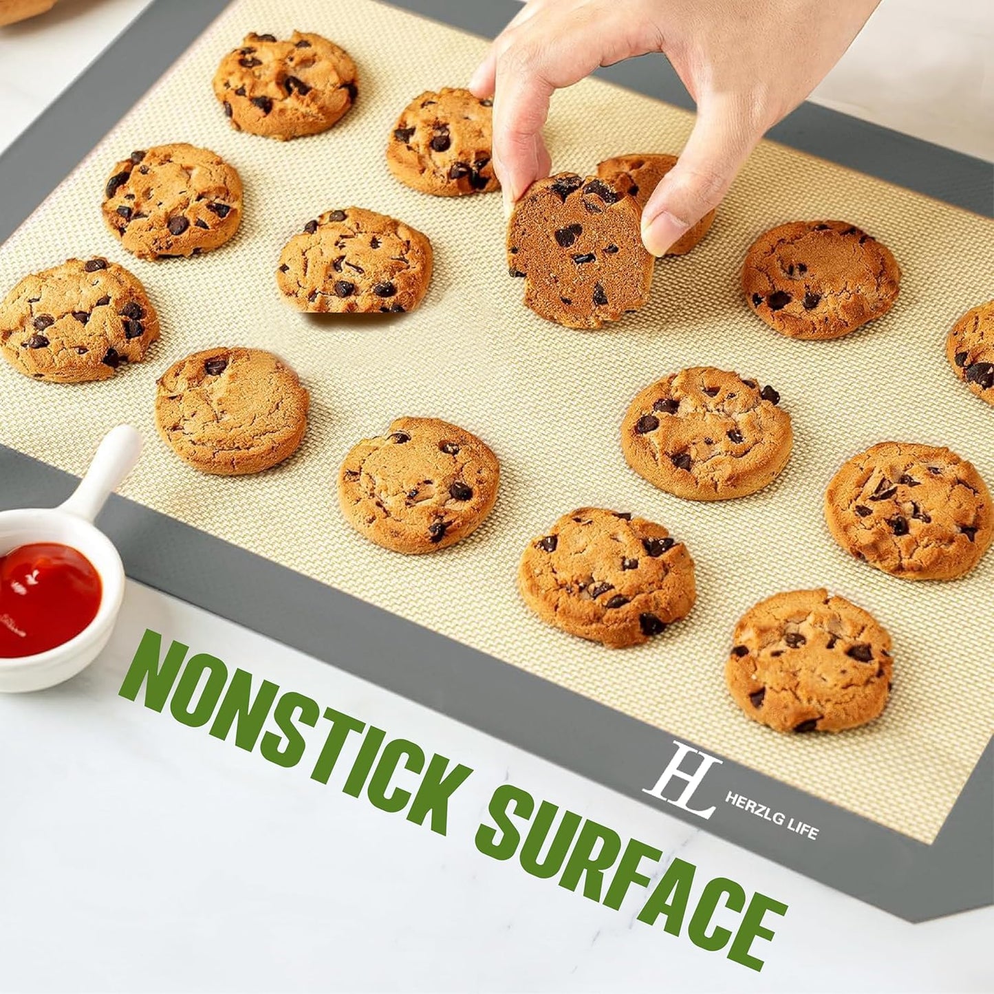 Silicone Baking Mat Cookie Sheet for Oven, Non-Stick Reusable Food Safe silicone mats for baking, Baking Sheet Liner, Oven Baking Sheet for Making Bread, Cookies,Macaron,Pizza(1+1 +2)