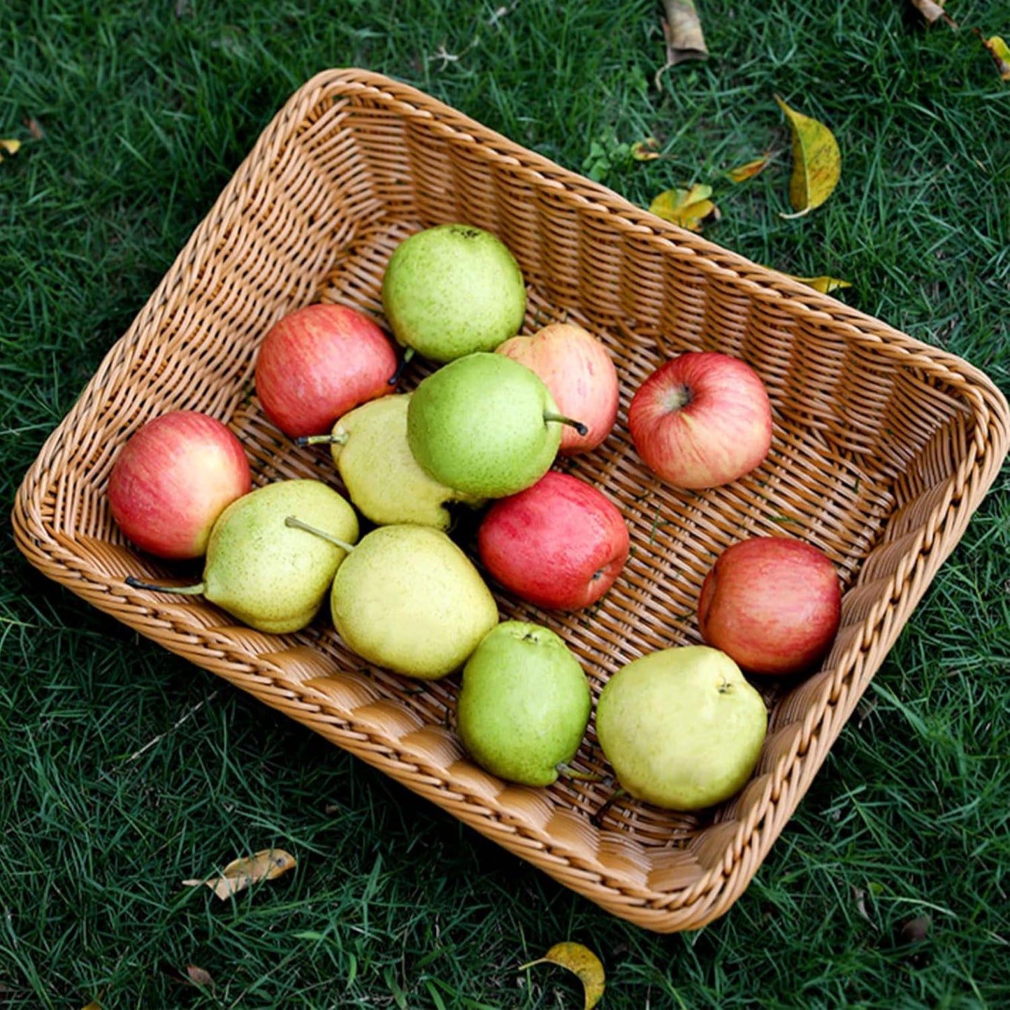 14 "bread basket, fruit basket, imitation wicker hand-woven basket, used as fruit and vegetable, farmer's market display, family restaurant and bakery (3)