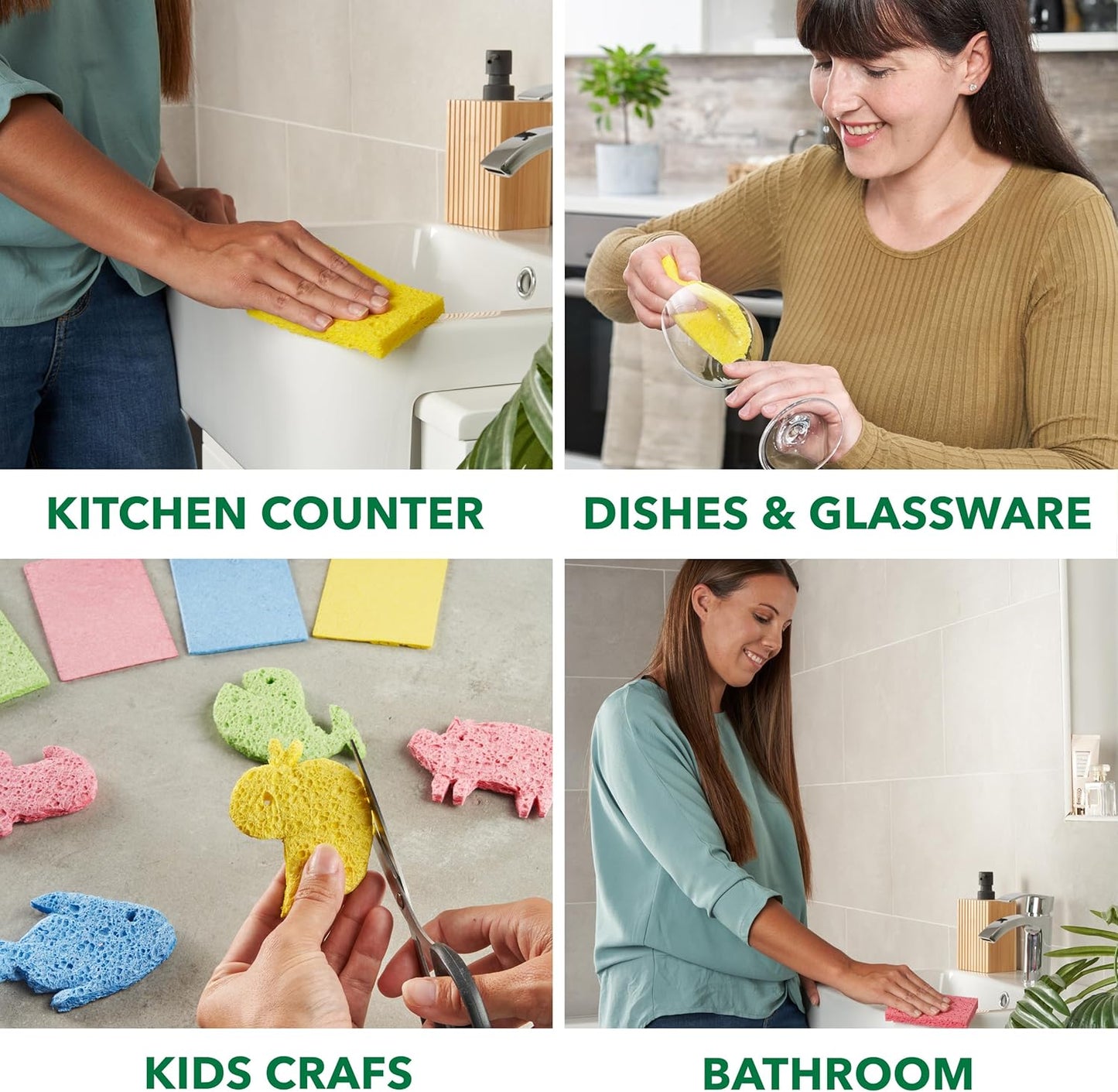 36 Pack Compressed Non-Scratch Kitchen Sponges - Highly Absorbent for Dishes, Countertop, Sink, Car - Biodegradable, Quick Drying Cellulose Sponges - Assorted Colors