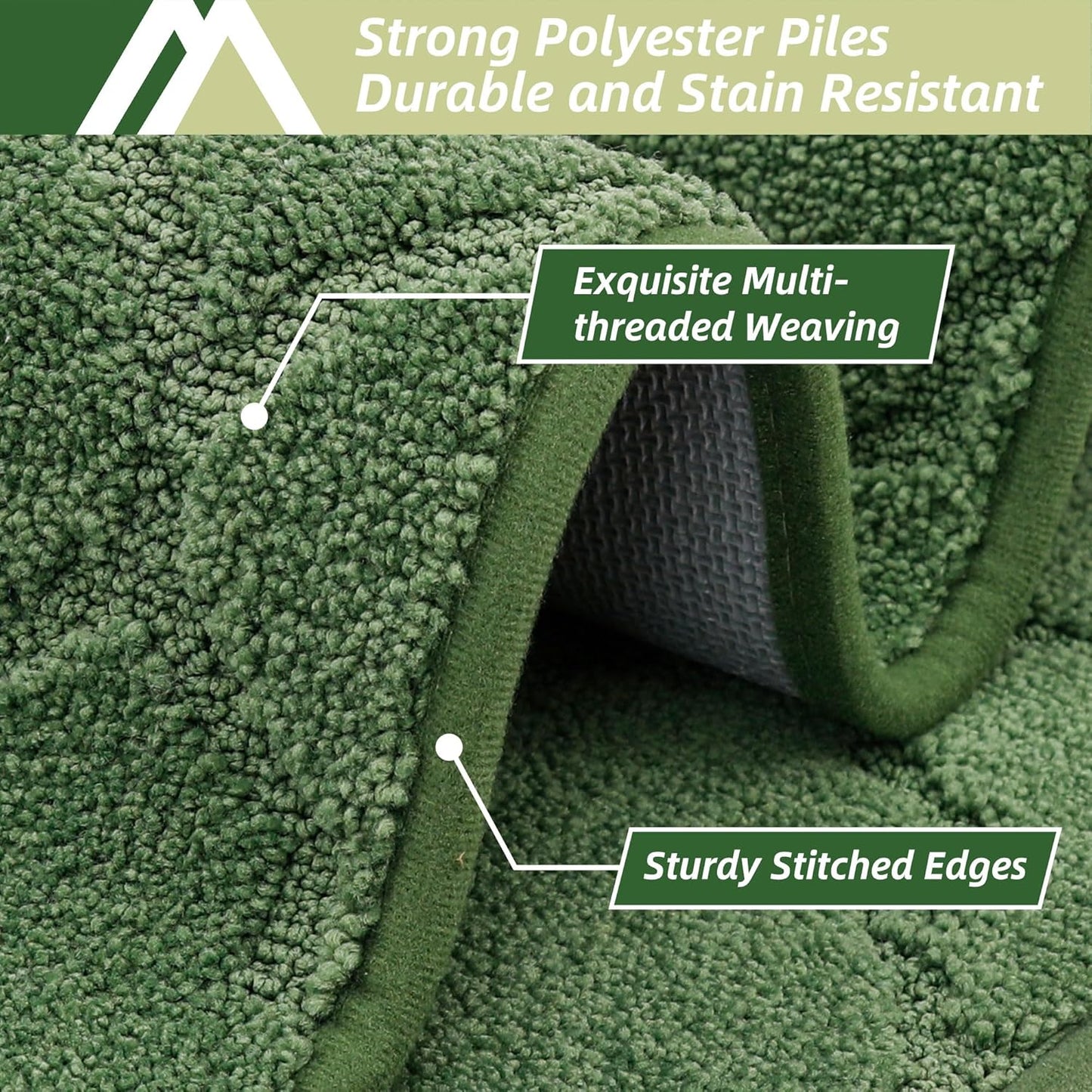 COSY HOMEER Kitchen Rugs 20"x48" Non-Slip Absorbent Soft Kitchen Runner Rug Polyester Kitchen Mats for Floor Washable Kitchens Standing Floor Mat for Sink Mat,Hallway,Laundry,Green