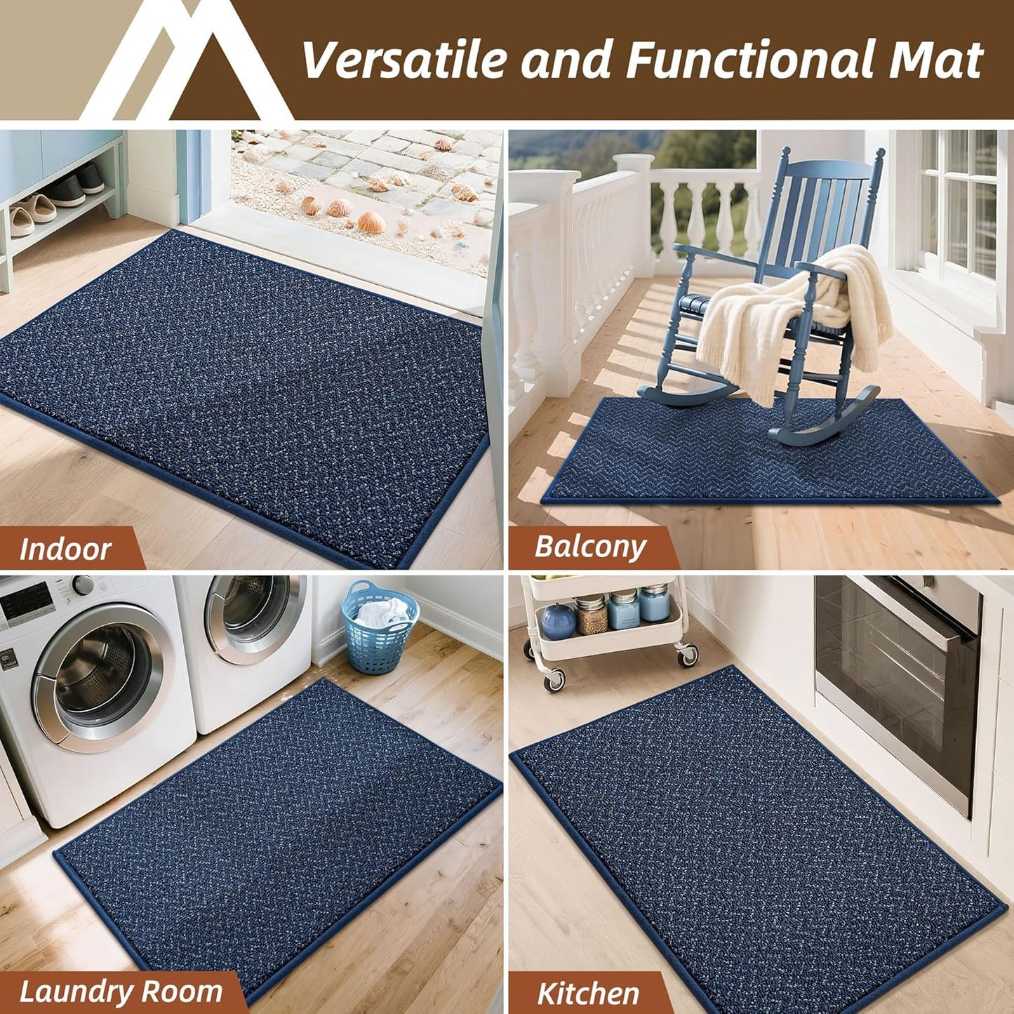 COSY HOMEER-Door-Mat 24"x36" Non Slip Absorbent Entryway Rugs Dirt Trapper Doormats Washable Entrance Mats Low Pile Welcome Floor Mat for Front Back Door and Entry Mats,Navy Blue