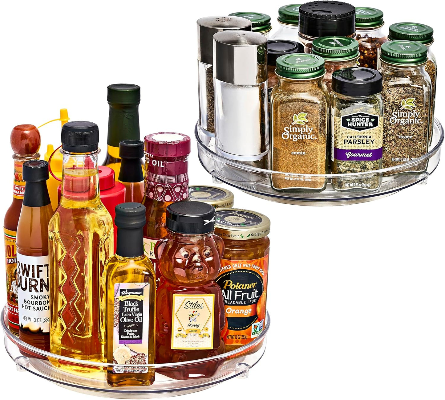 Sorbus 9 Inch Flat Clear Lazy Susan Organizer, Turntable Organizer for Spice Organization for Cabinet, Lazy Susan Turntable for Kitchen, Home, Office, Closet, Laundry Room Organization (2-Pack)