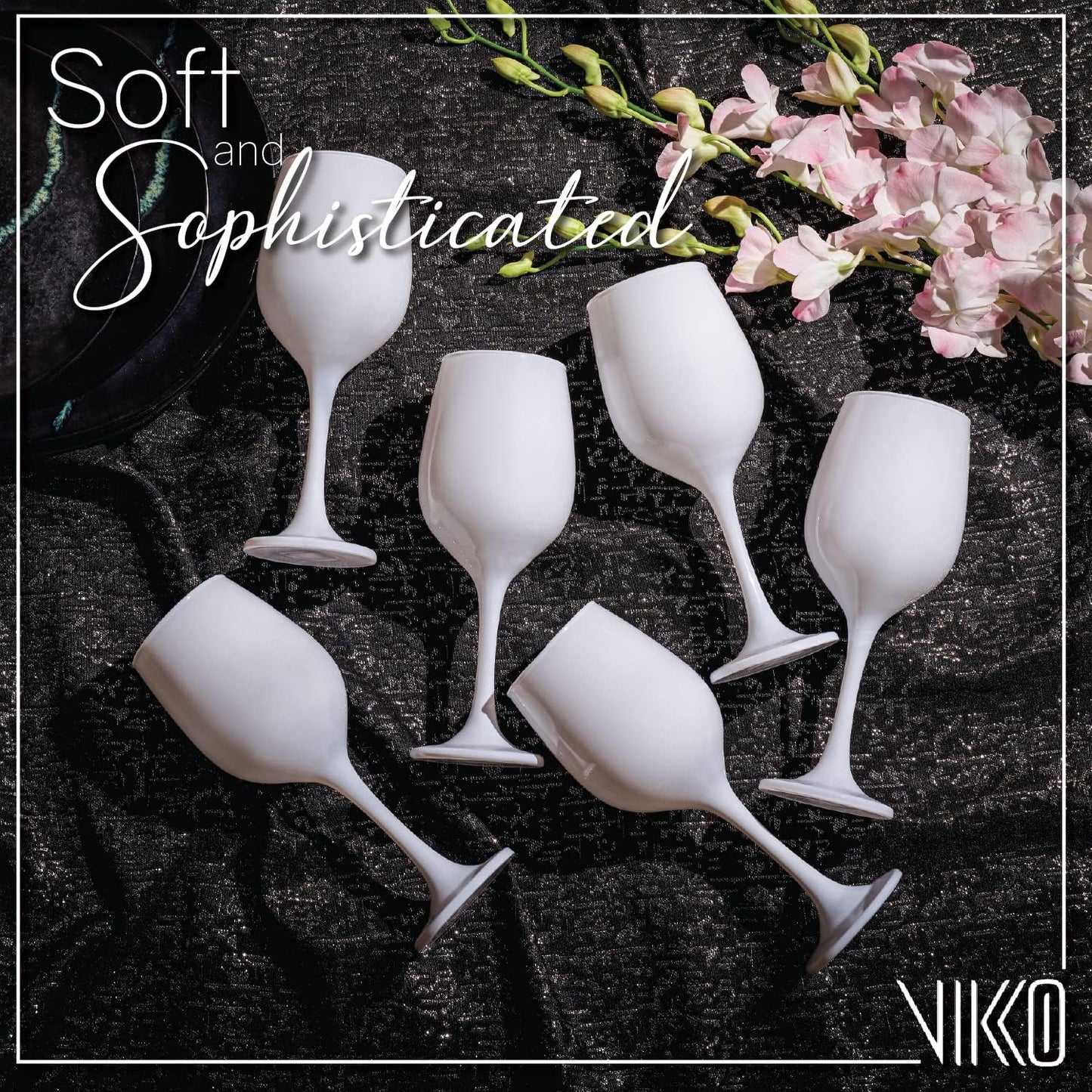 Vikko Décor Wine Glasses, White Wine Glass, 14oz Fancy Wine Glasses With Stem For Red White Wine, Thick And Durable Wine Glass, Dishwasher Safe, Great For Wine Tasting, Set Of 12 Decorative Goblets