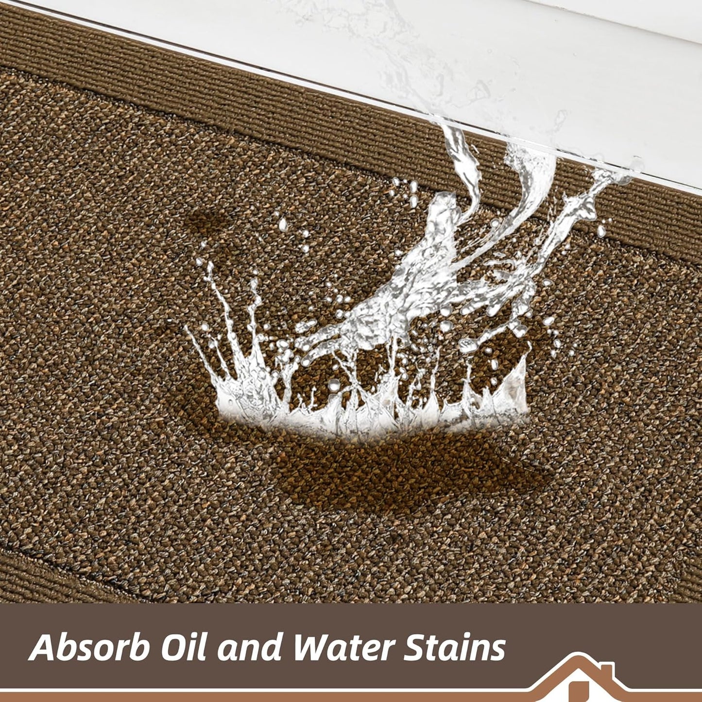 BEQHAUSE Kitchen Rugs and Mats Set of 2 Non-Slip Kitchen Mats for Floor, Absorbent and Stain Resistant Kitchen Runner, Machine Washable Rugs for Kitchen, Laundry & Sink, 24"x36"+24"x60", Brown