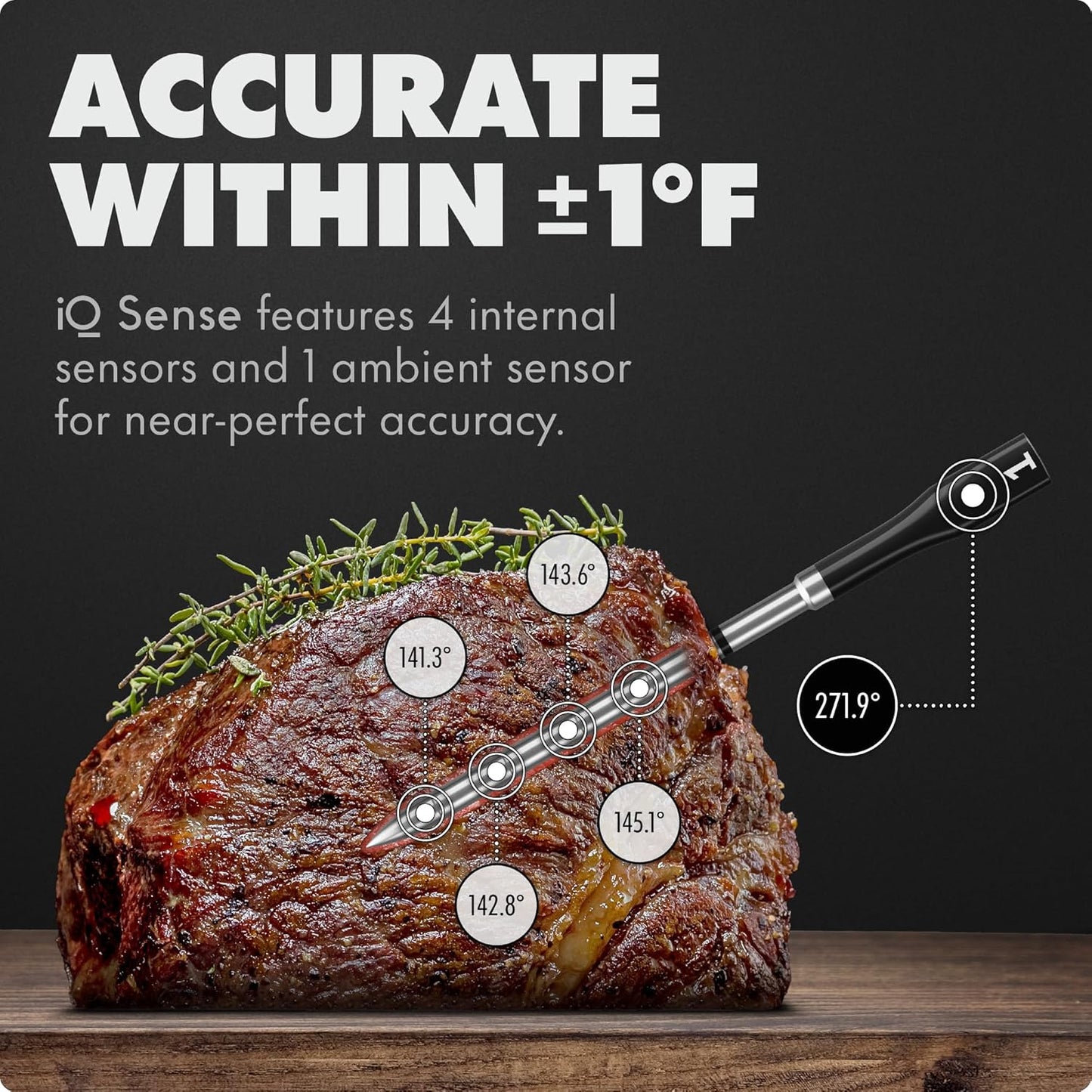 CHEF iQ Sense [2025 Model] | Smart Wireless Meat Thermometer | 3 Ultra-Thin Probes | WiFi Unlimited Range | 1000°F Heat Safe | 5 Sensors | BBQ, Grill, Oven, Smoker, Air Fryer | Gen3