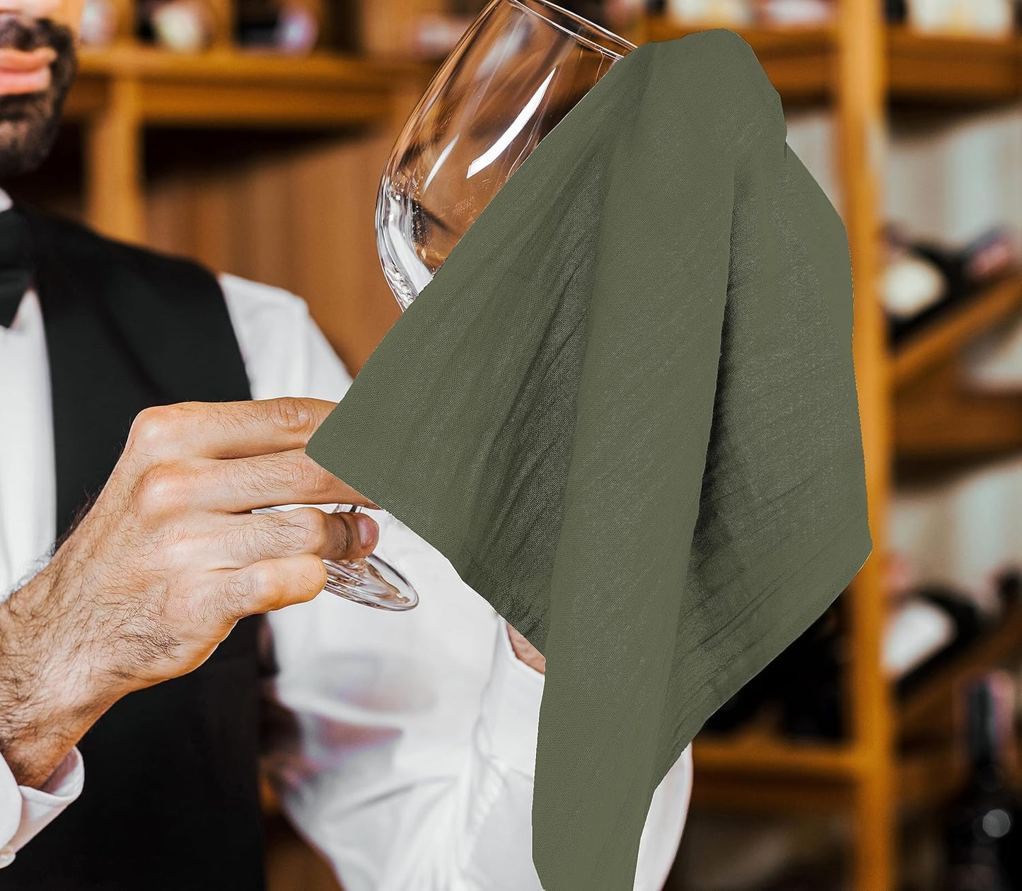 RUVANTI Flour Sack Towels 24 Pack 28x28 Inch, 100% Cotton Tea Towel, Reusable, Machine Washable, Absorbent BarTowels - Dish Cloth Perfect for Drying Dishes & Cleaning - Martini Olive