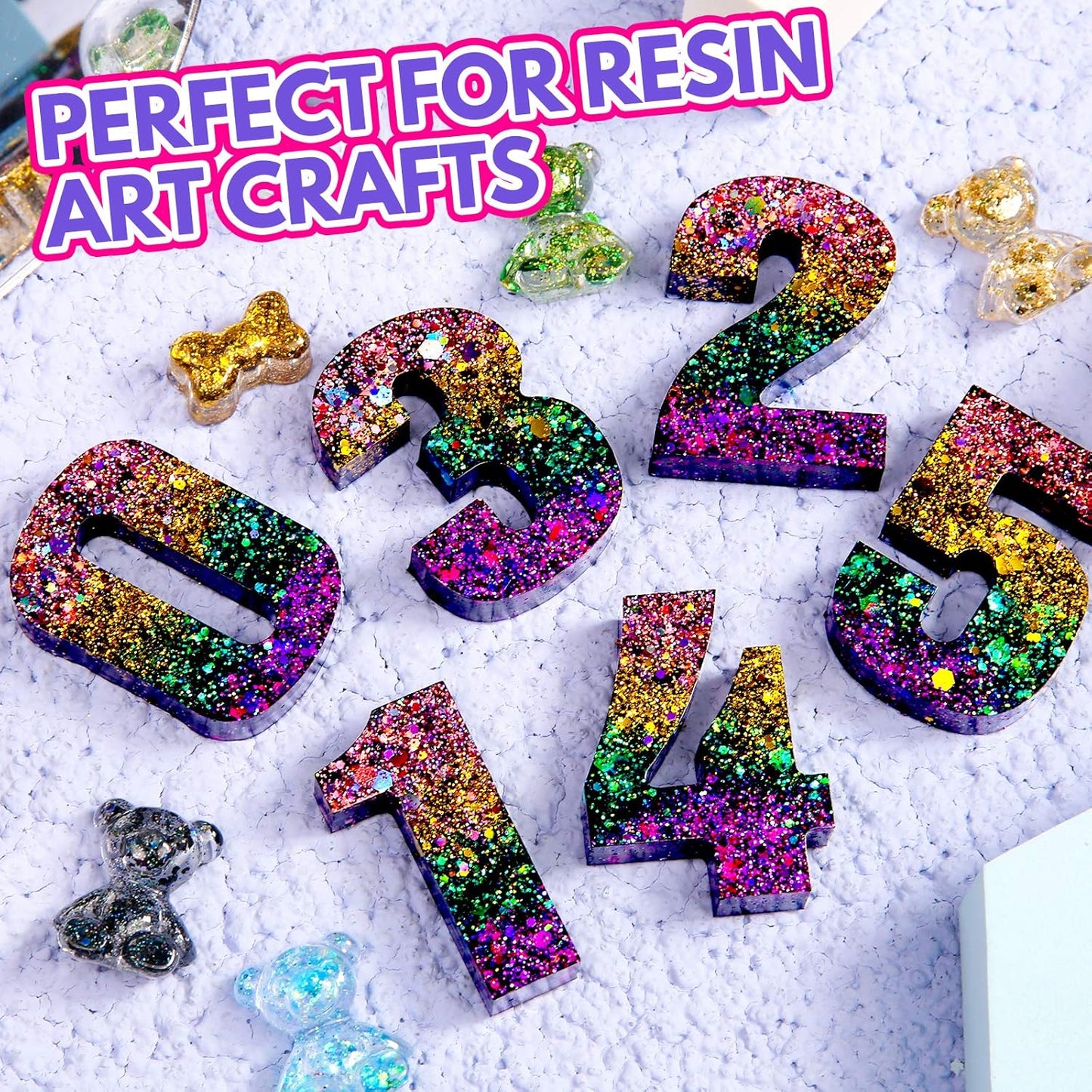 LEOBRO Holographic Chunky Glitter, Set of 32 Colors, Craft Glitter for Resin, Crafts Tumblers Nails Body, Christmas Halloween Sequins Flakes for Arts Crafts