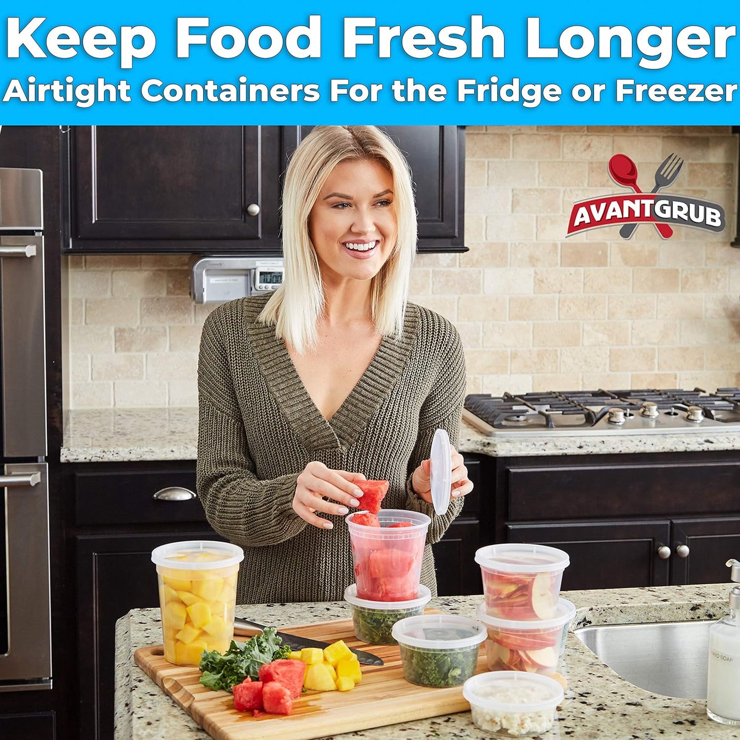 Deli-Grade BPA-Free 12oz Plastic Containers with Lids 48ct. Leakproof Microwavable Portion Container for To-Go Orders, Food Prep and Storage. Reusable Takeout Cups for Restaurant, Cafe and Catering.