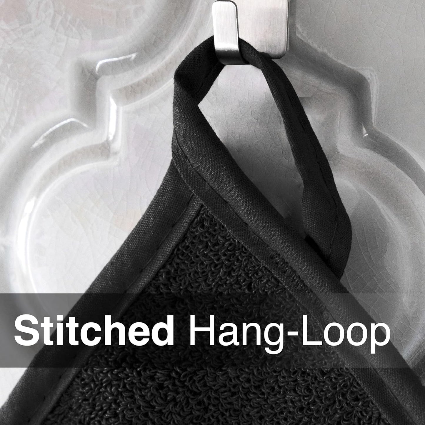 RITZ Terry Potholder & Hot Pad: Unparalleled Heat Resistant, Durable 100% Cotton – Ergonomically Designed for Optimal Grip – Easy-Care Machine Washable – 2-Pack, Black