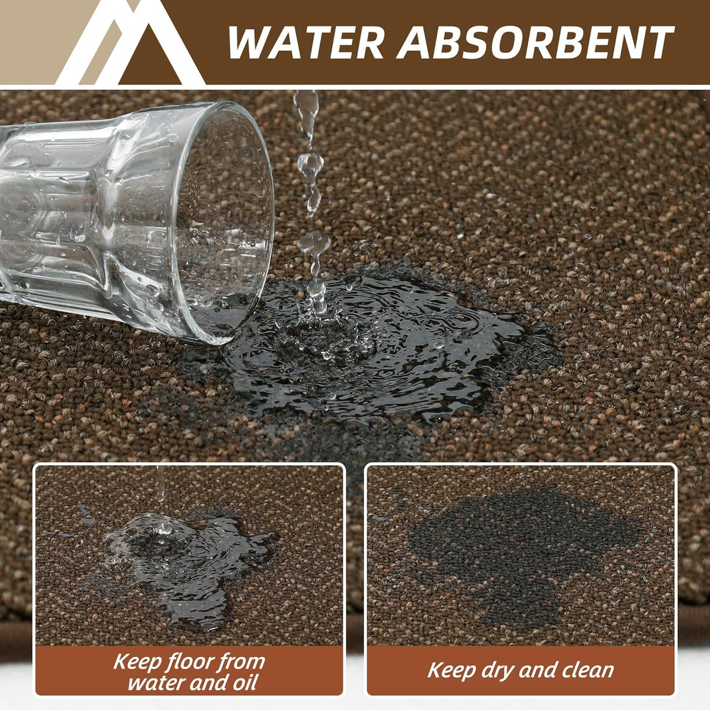 COSY HOMEER Kitchen Rugs 20"x32" Non-Slip Kitchen Mats for Floor Absorbent Stain Resistant Kitchen Floor Mat Machine Washable Rugs for Kitchen,Hallway,Sink,Brown