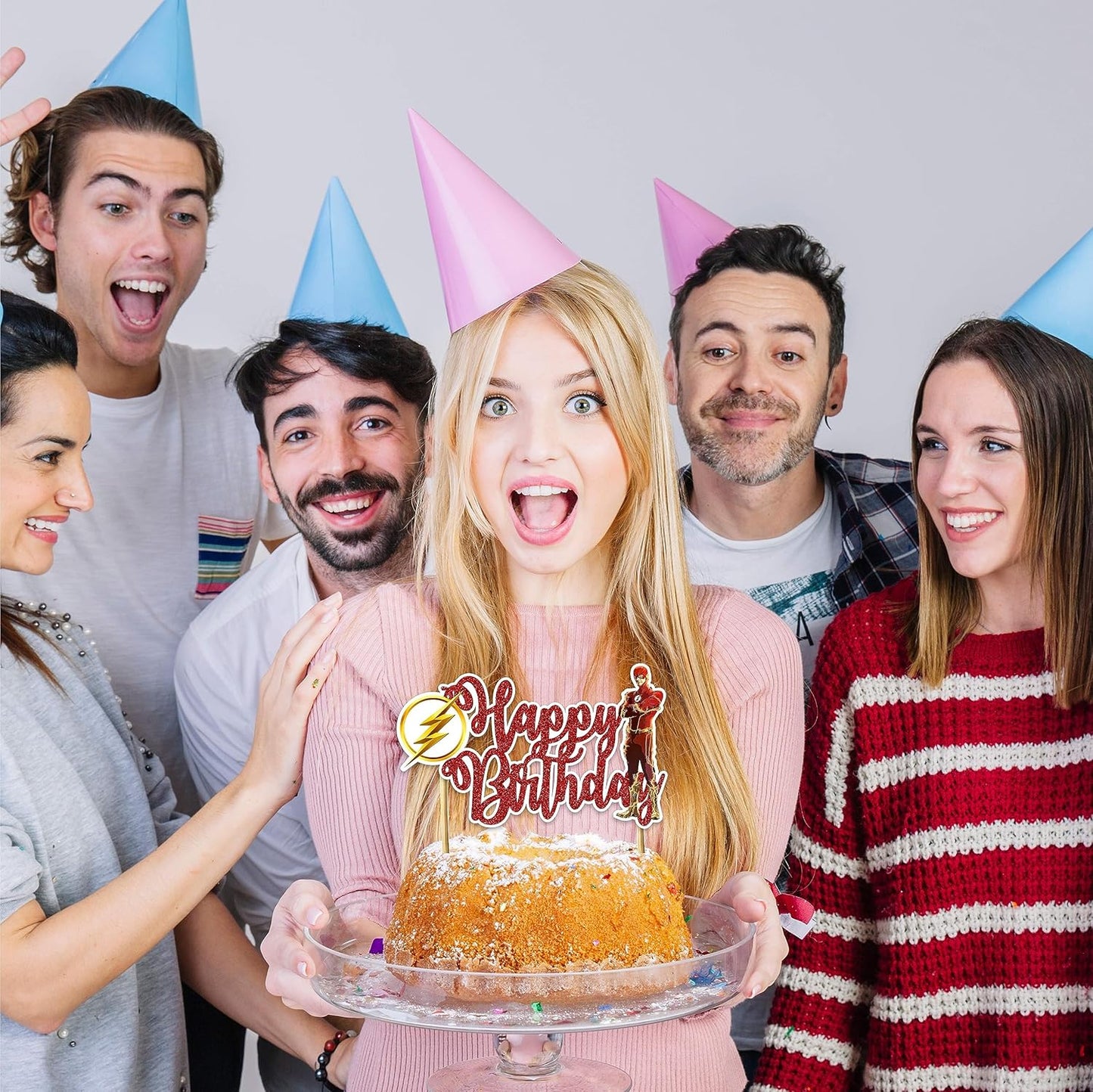 Flsh Happy Birthday Cake Topper - Birthday Decorations.