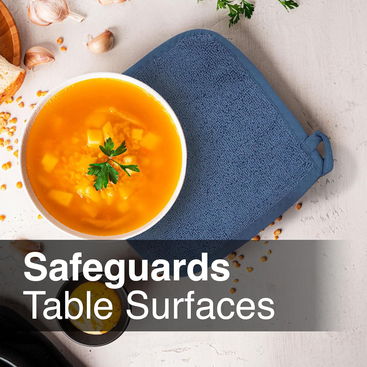 RITZ Terry Potholder & Hot Pad: Unparalleled Heat Resistant, Durable 100% Cotton – Ergonomically Designed for Optimal Grip – Easy-Care Machine Washable – 4-Pack, Federal Blue