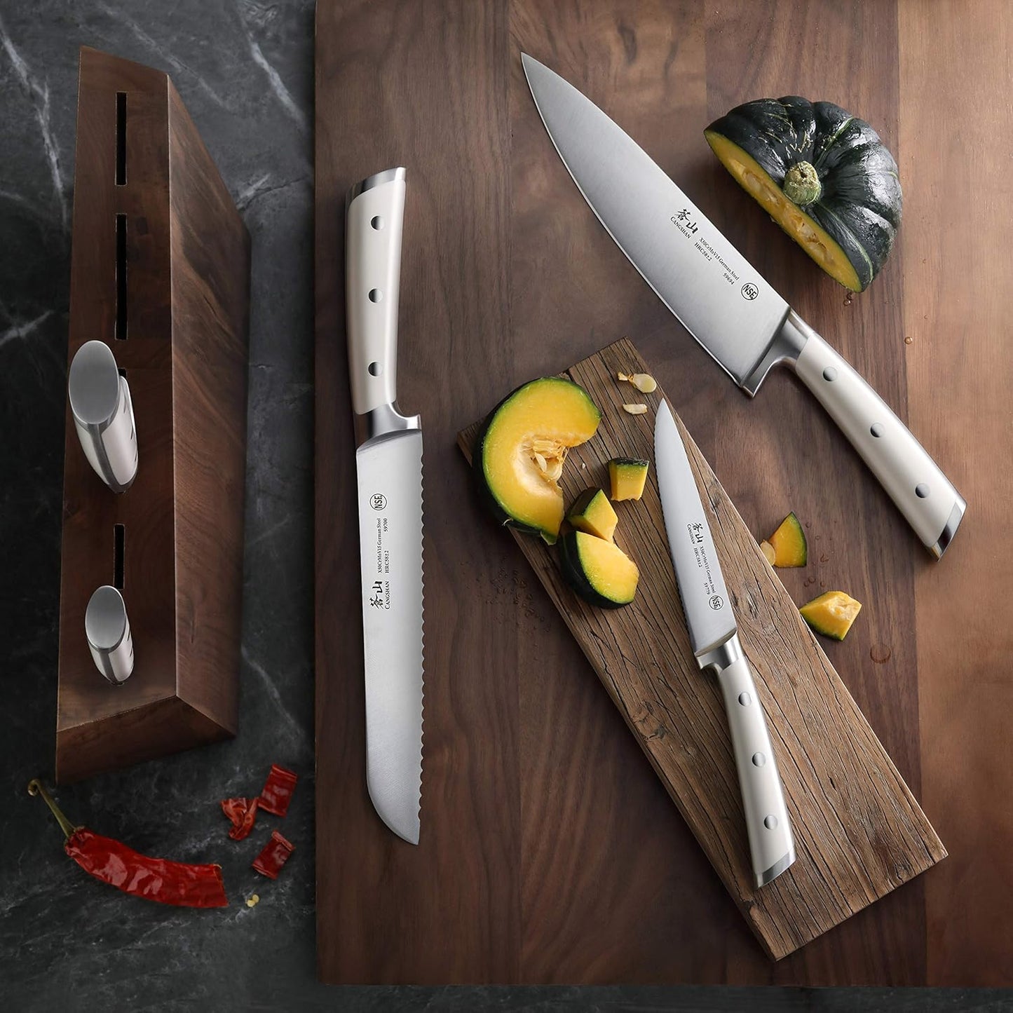 Cangshan S1 Series 59663 6-Piece German Steel Forged Knife Set, Walnut