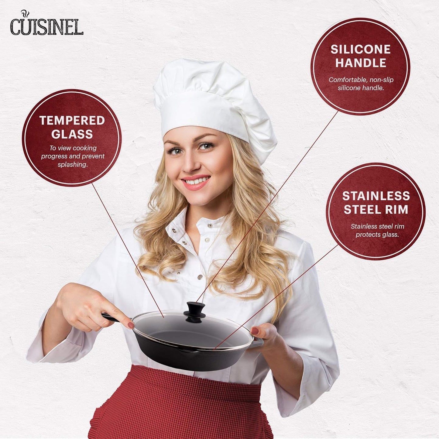 Glass Lid - 10"-inch/25.4-cm/264mm - Compatible with Lodge - Fully Assembled Tempered Replacement Cover - Oven Safe for Skillet Pots Pans - Universal for all Cookware: Cast Iron, Stainless Steel