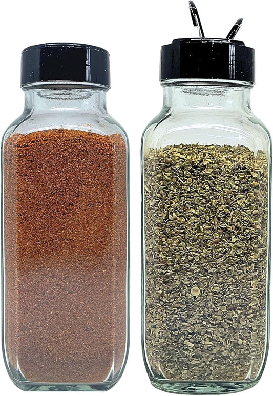 JARMING COLLECTIONS 8 oz Glass French Square Spice Jars with Shaker Lids - Elegant Design for Food Storage and Kitchen Organization - Enhance Your Spice Storage – Made in USA