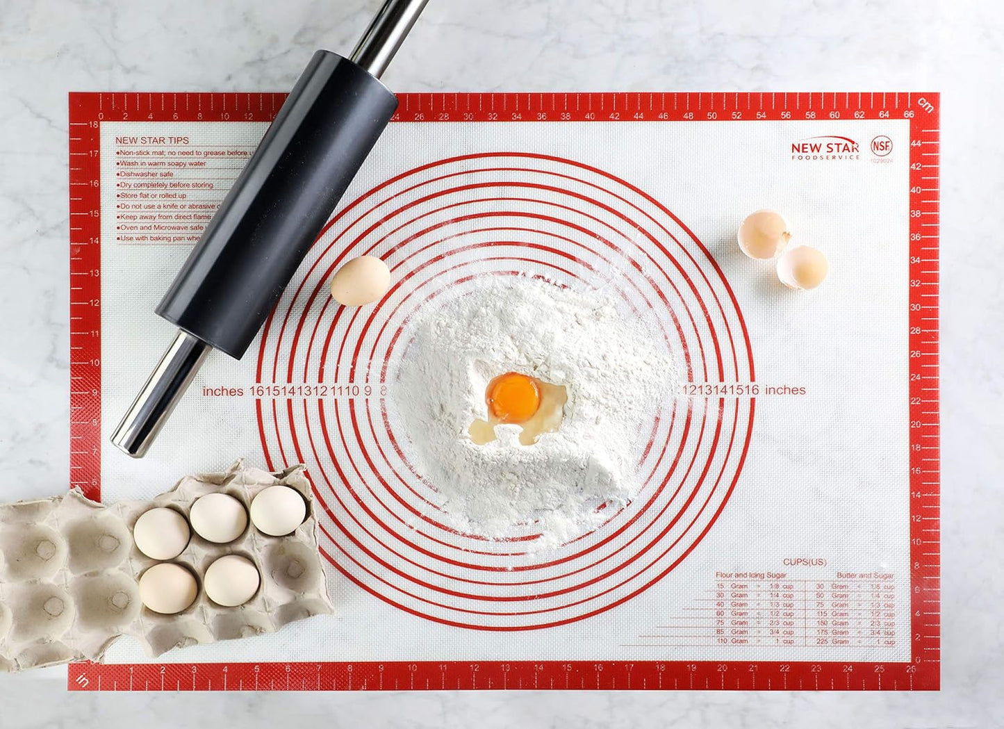 New Star 1029024 Non-Slip Silicone Pastry Mat, Extra Large with Measurements, 20x28'', NSF International Certified