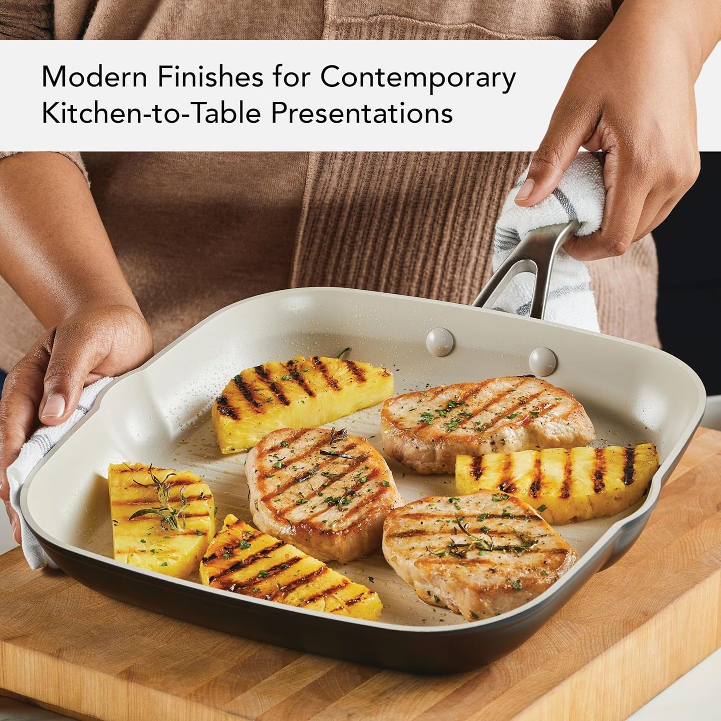 KitchenAid Hard Anodized Ceramic Nonstick Grill Pan/Griddle, Square, 11.25 Inch, Matte Black