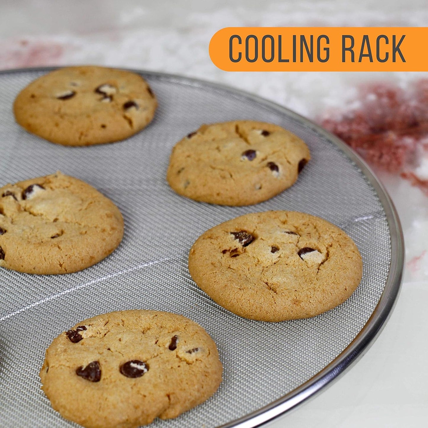 U.S. Kitchen Supply Stainless Steel Splatter Guard 13" Fine Mesh Cover, Grease & Oil, Splatter Screen for Frying Pan, Cooking Pots, with Resting Feet & Comfort Grip Handle