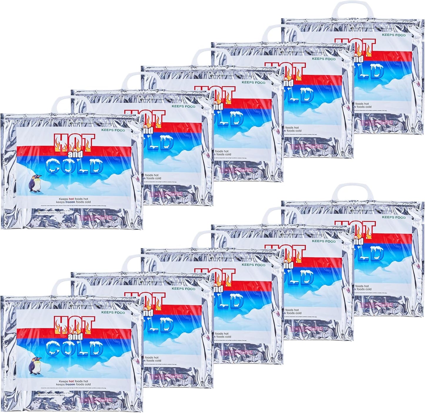 Superio Hot and Cold Insulated Bags for Food Delivery, Grocery Shopping Bags, Food Storage for Hot and Frozen Food for Travel, Disposable Cooler Bag, Reinforced Thermal Lunch Bag (10, 15.5"x13")