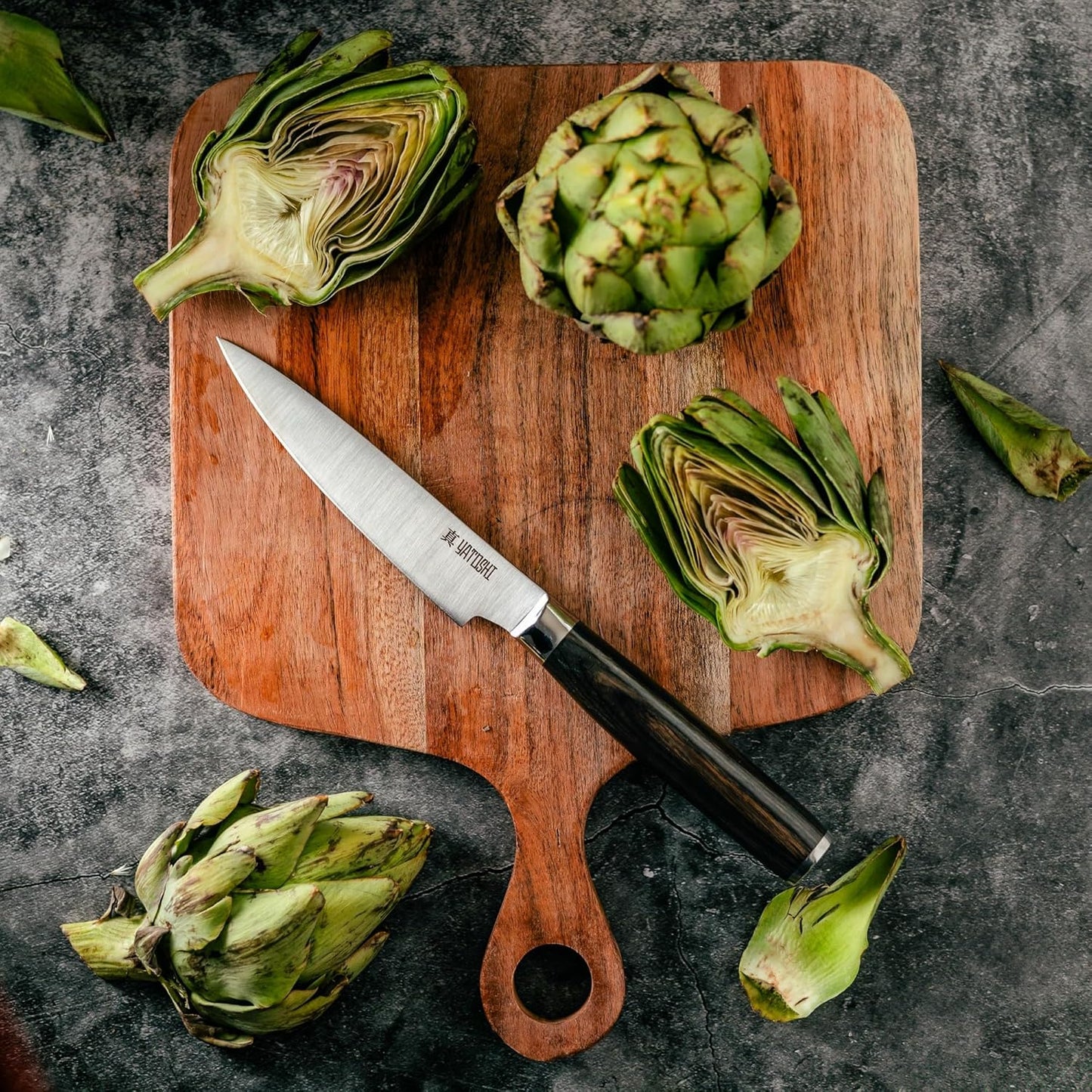 Yatoshi 15 Piece Knife Block Set - Pro Kitchen Knife Set Ultra Sharp High Carbon Stainless Steel with Ergonomic Handle