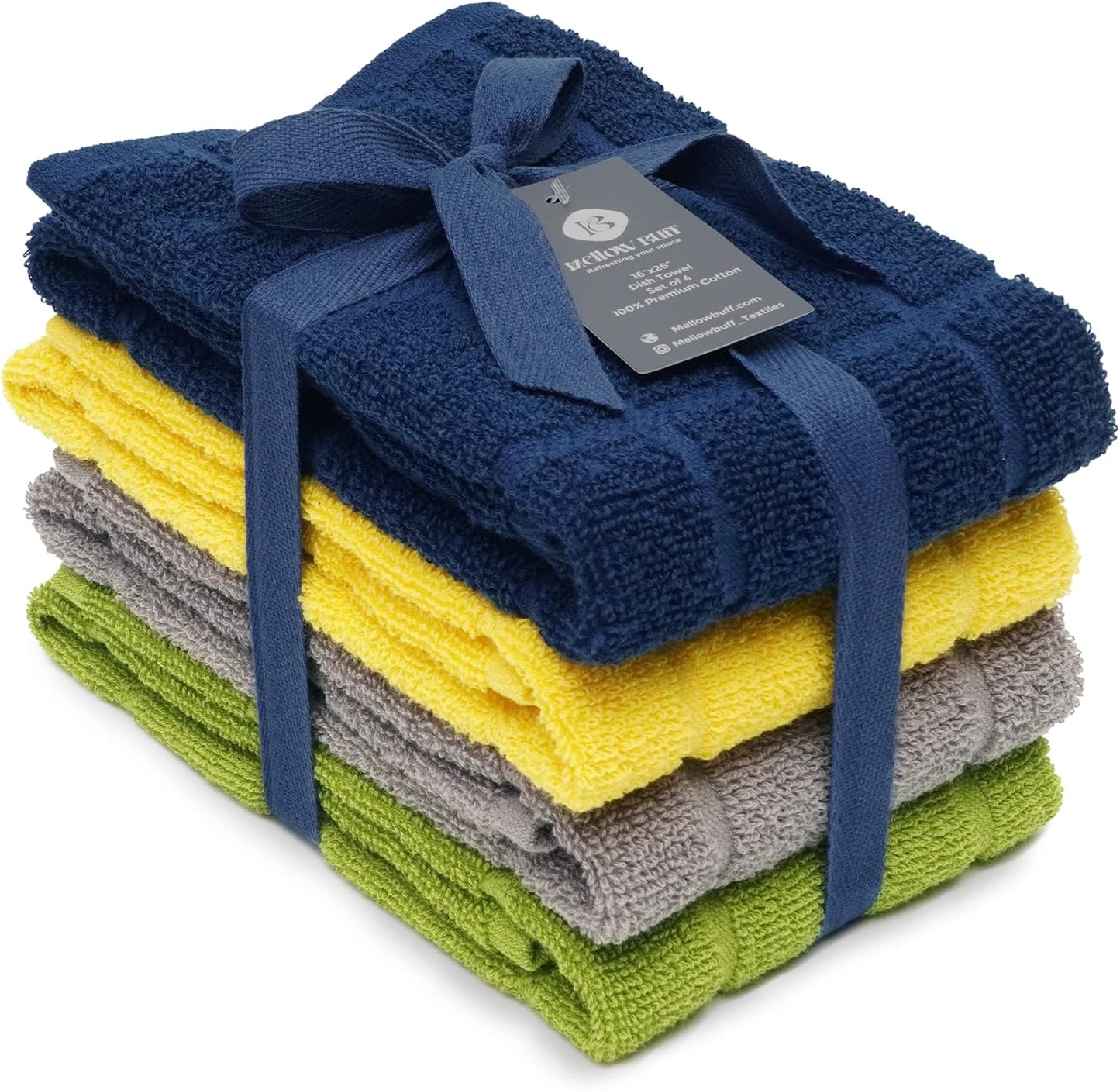 100% Cotton Terry Dish Towels, 4 Pack Solid, 16 x26 Inches, Super Soft and Absorbent Kitchen Towels, Perfect for Kitchen Cleaning and Dish Washing | Assorted