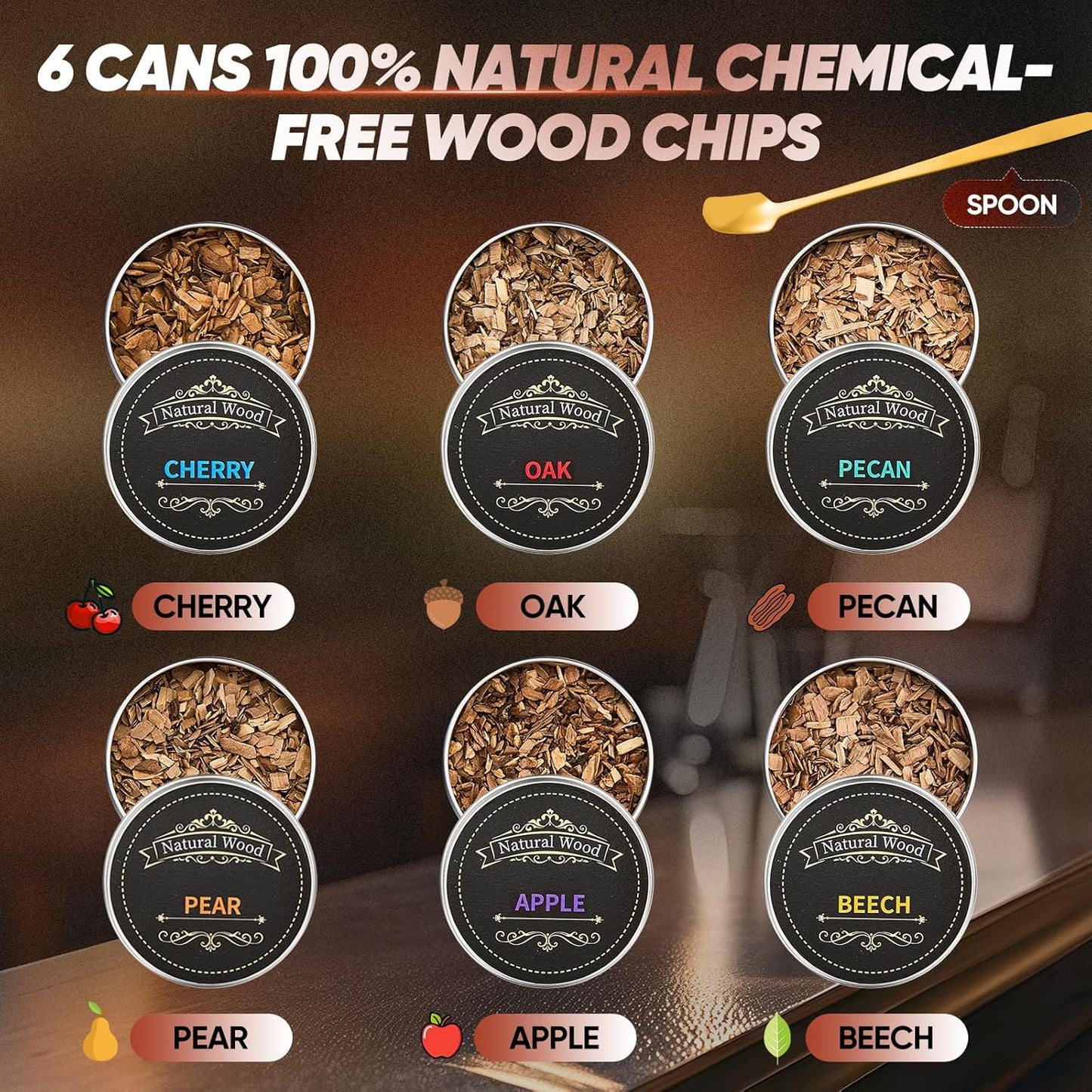 Electric Cocktail Smoker Kit Built-in Lighter, Old Fashioned Drink Smoker for Whiskey & Bourbon, Butane-Free with 6 Wood Chips, Gift Set for Men, Home Bar, Holidays, Christmas, Father's Day