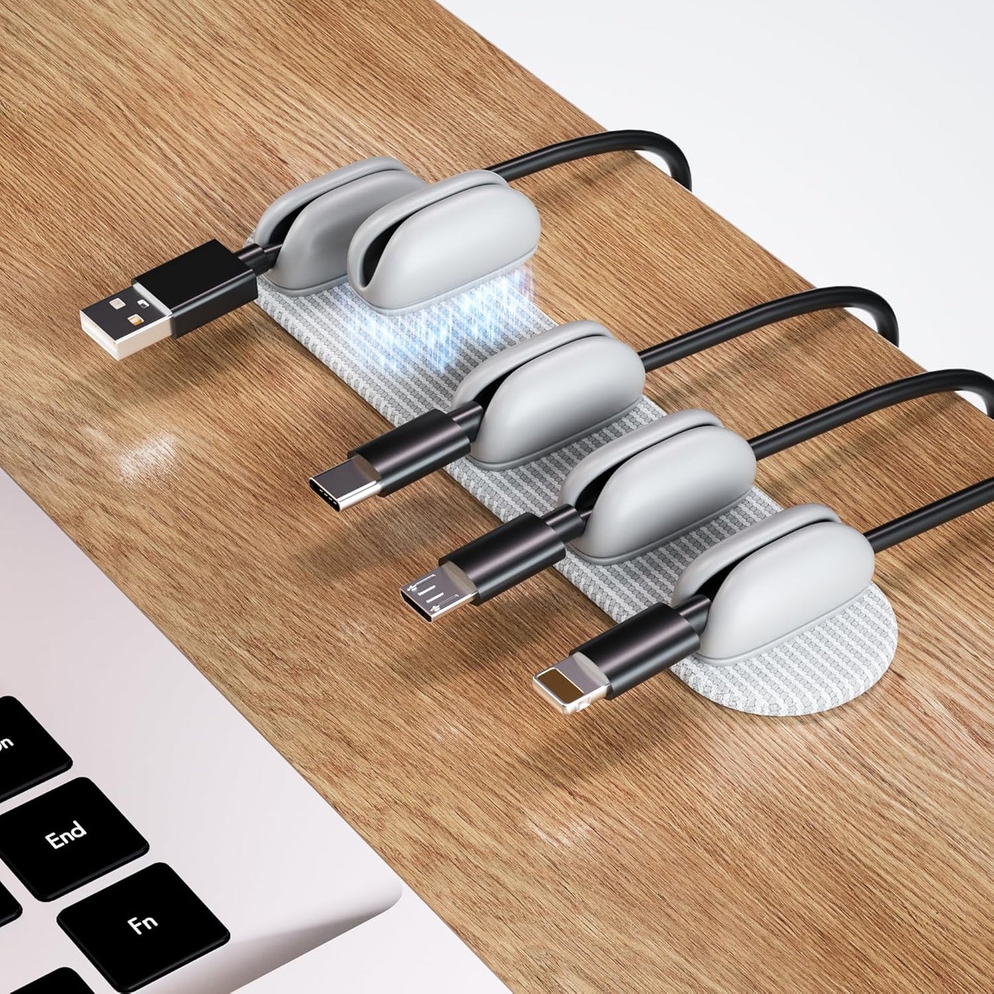 5-Pack Magnetic Cable Clips Cord Organizer - Smoothly Adjustable, Puretor Desk Cable Management Clips. Ideal Wire Holders for Desktop, Nightstand, Wall - Perfect for Home Office, Phone, Car (Grey)