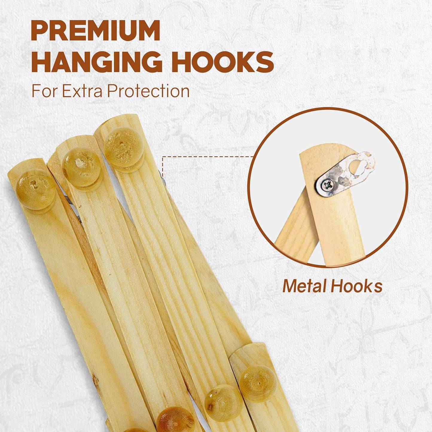 RAM-PRO Accordion Style Wood Expandable Rack Hat, Cap, Belt, Umbrella Coffee Mug Wall wooden Pegs (Set of 2)