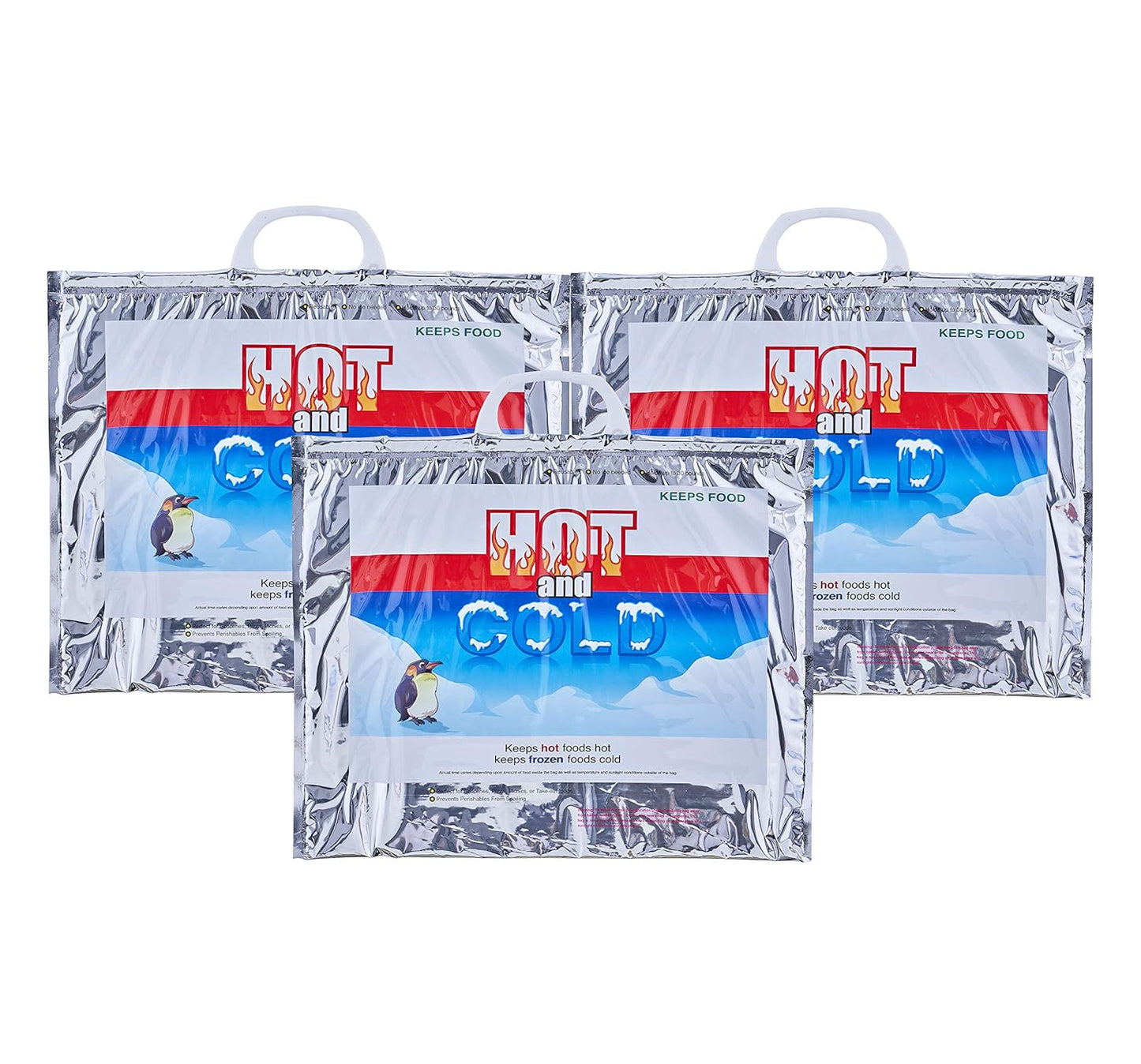 Superio Hot and Cold Insulated Bags for Food Delivery, Grocery Shopping Bags, Food Storage for Hot and Frozen Food for Travel, Disposable Cooler Bag, Reinforced Thermal Lunch Bag (3, 15.5"x13")