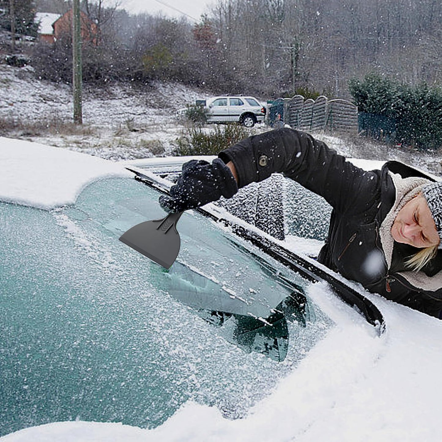 6 Pack Plastic Putty Knife, Durable Plastic Scraper Tool with No-Slip Grip for Spackle, Spreader, Non Scratch and Easy Cleaning Spackle Knife, Putty Knife Set, Black