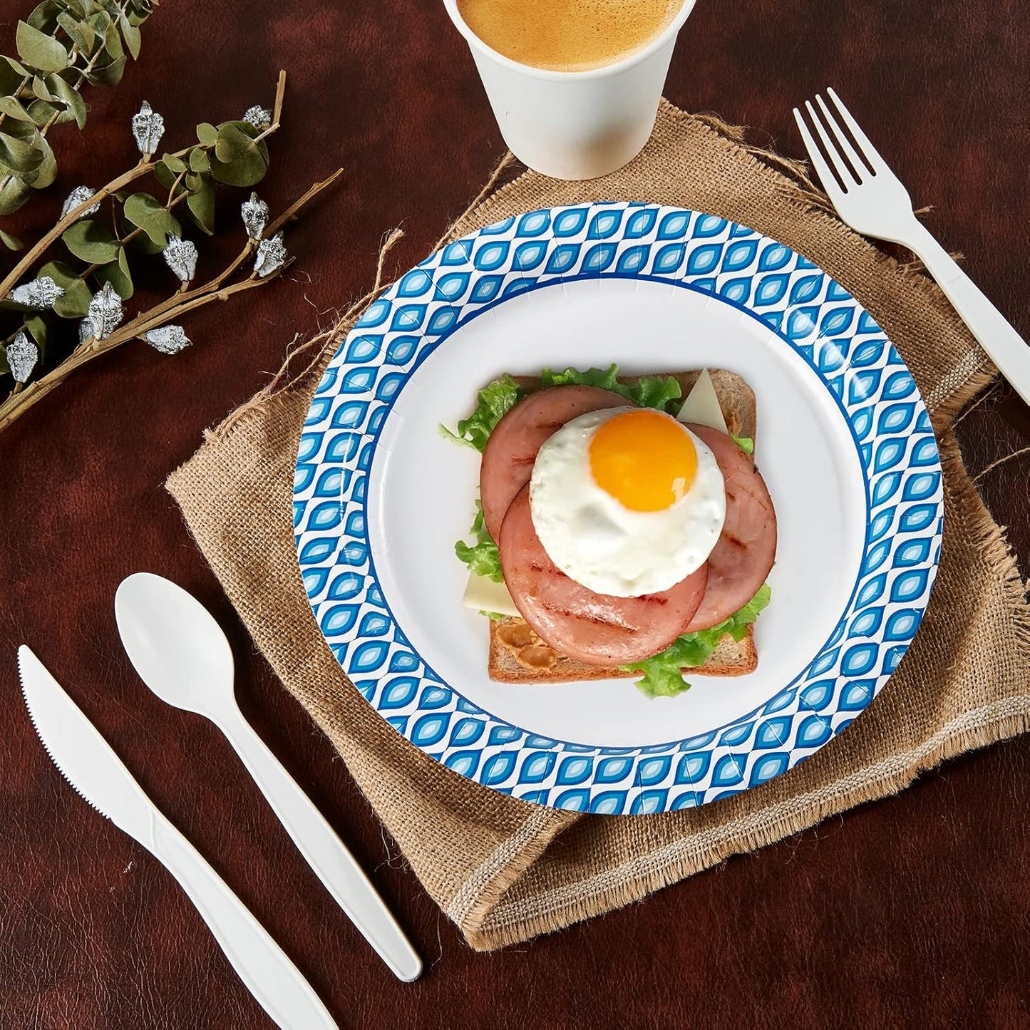 MUCHII Paper Plates 10 Inch, 150 Count Soak and Cut Proof, Blue Large Disposable Plates Bulk for Daily Use, Parties