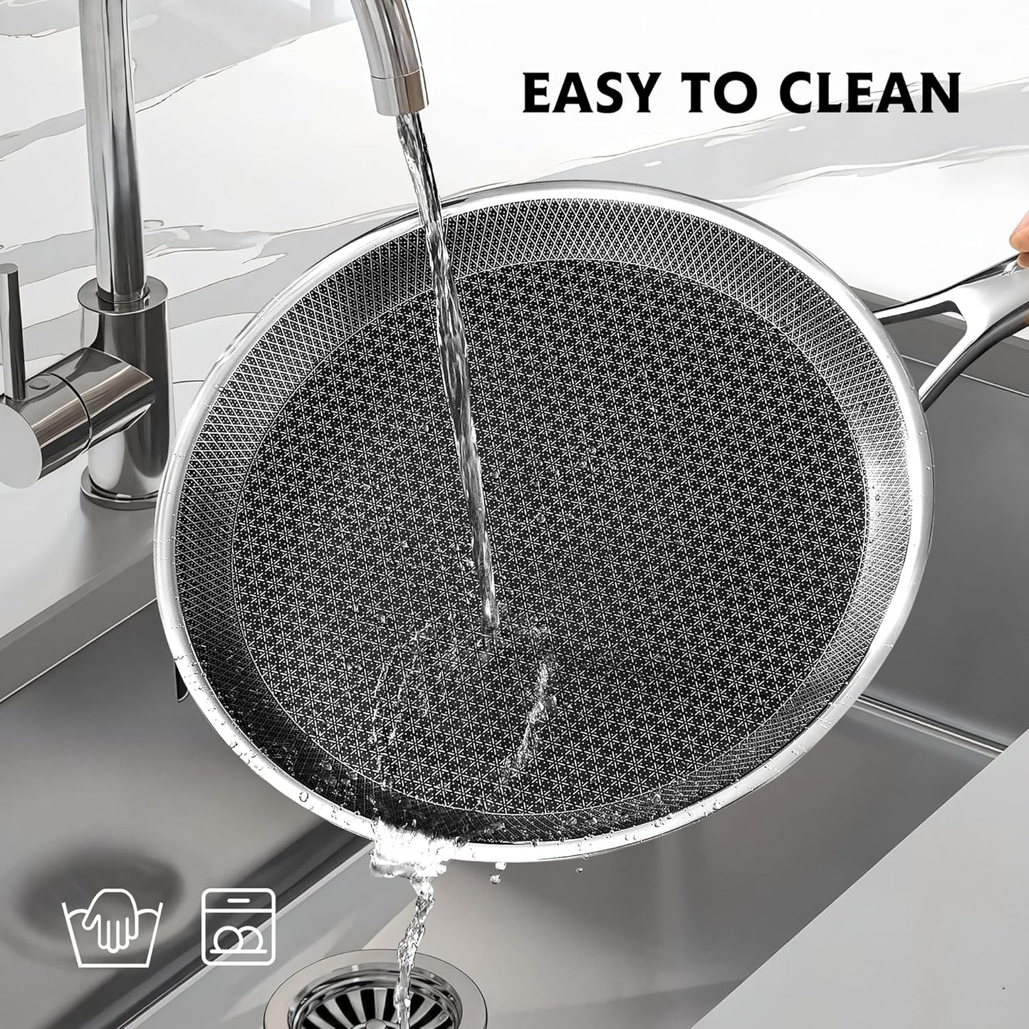 Crepe Pan,10 in Nonstick Crepe Pan, Stainless Steel Flat Skillet,Non Stick Dosa Tawa Comales Para Tortillas Pancake Pan,Dishwasher and Oven Safe Cookware,Induction Compatible, PFOA Free